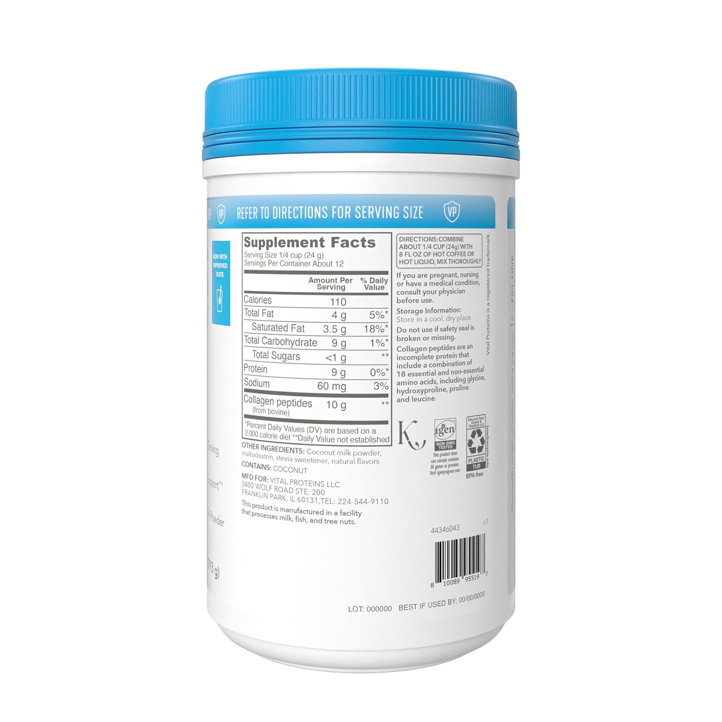 Vital Proteins Collagen Peptides Powder โ Original Coffee Creamer (Hair, Skin & Nails, 10.3 oz)