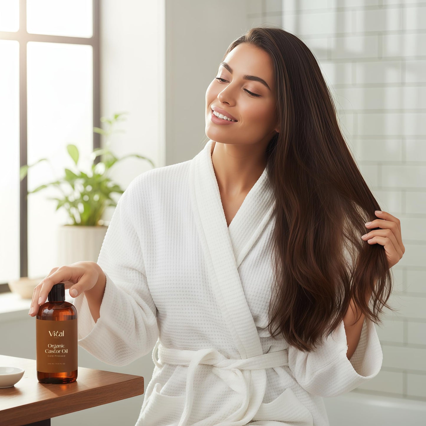 Vital Strands Castor Oil Organic & Cold Pressed โ Hair & Skin Nourishment, Eyelash & Brow Serum โ Hexane Free, Vegan, 8oz