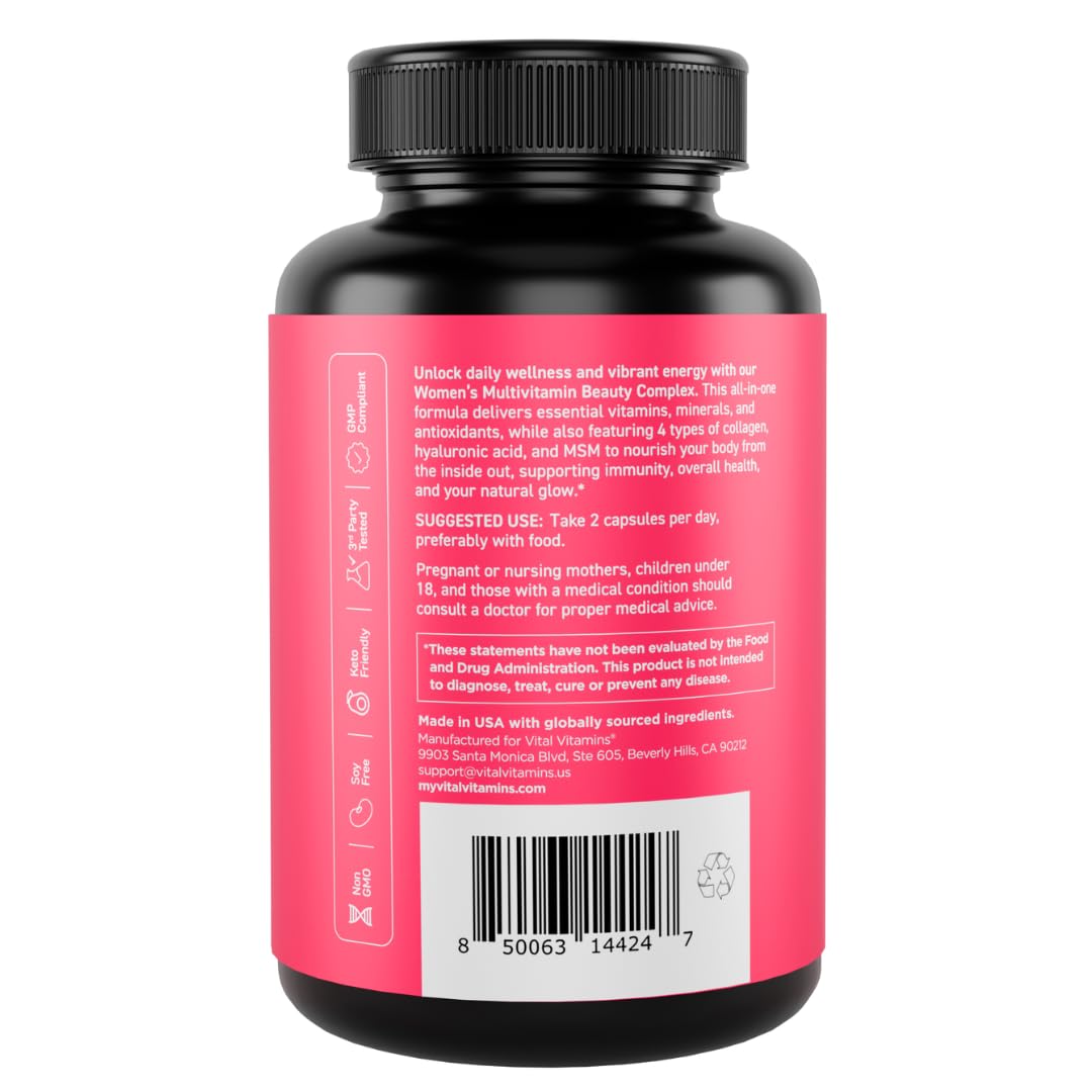 Vital Vitamins Women's Multivitamin Complex โ Multi-Collagen, Hyaluronic Acid & MSM