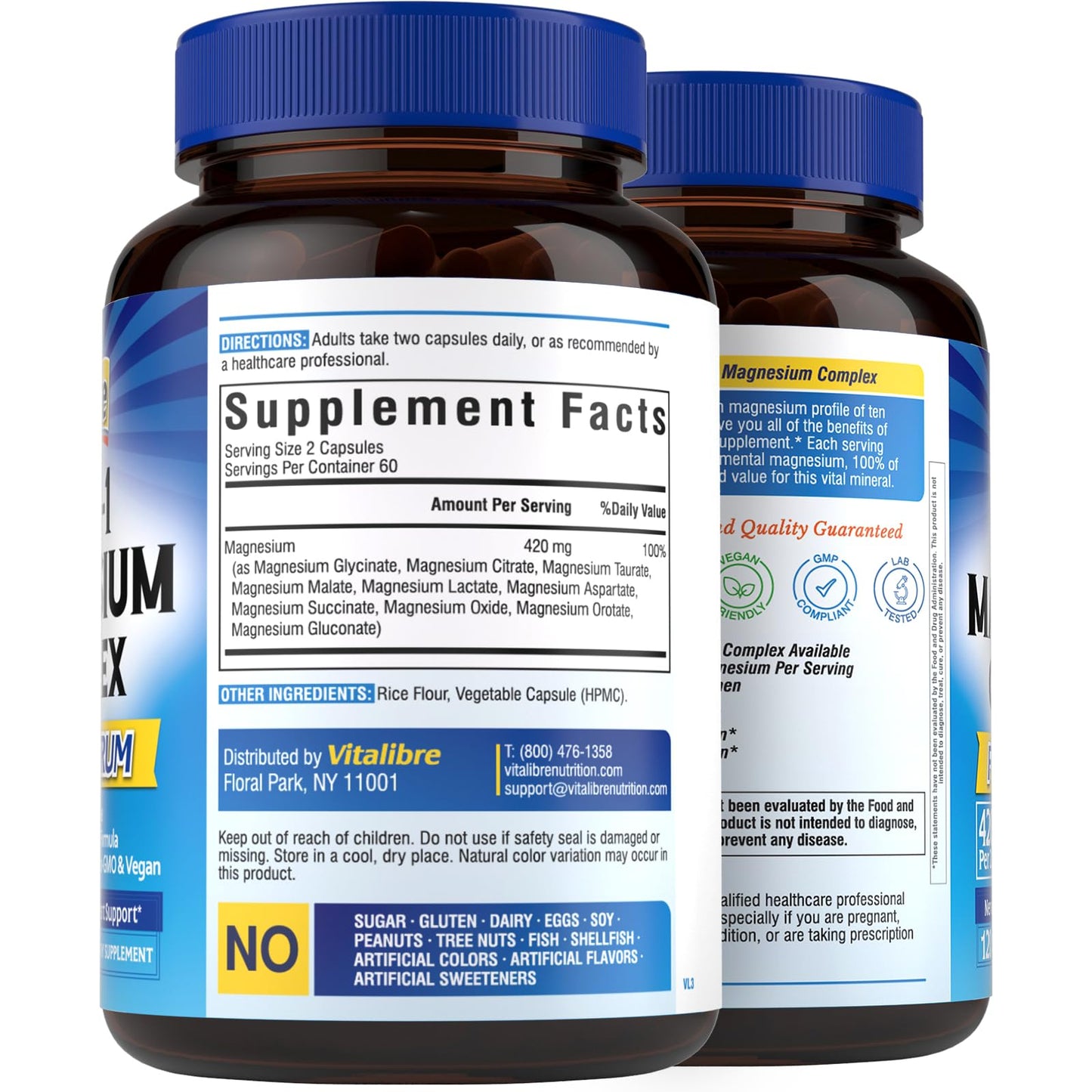 Vitalibre 10-in-1 Magnesium Complex โ 420mg Elemental Magnesium