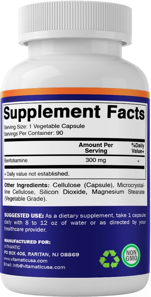 Vitamatic Benfotiamine 300 mg โ 90 Vegetarian Capsules | Vitamin B1