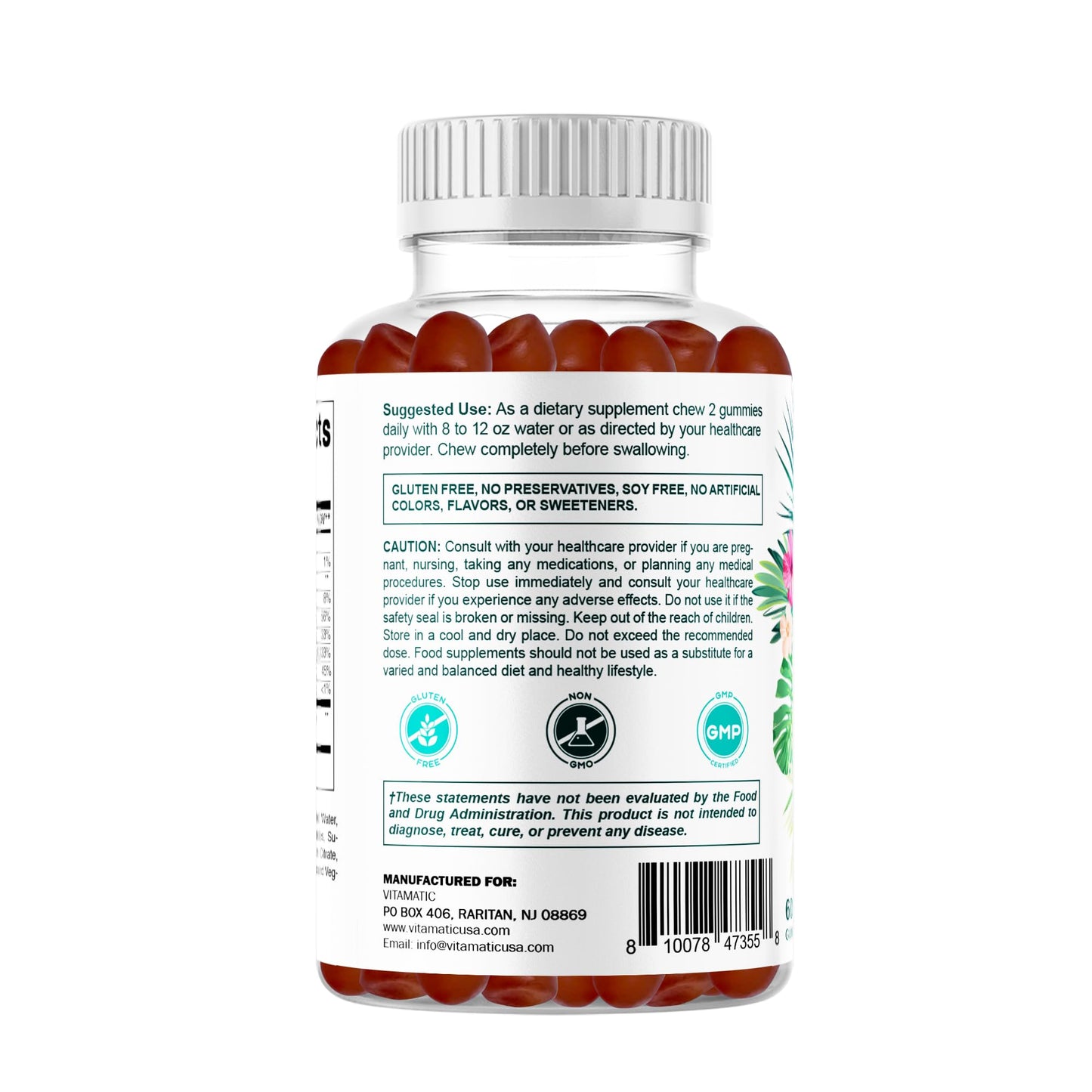 Vitamatic Hydrolyzed Collagen Gummies with Vitamin C, Zinc & Biotin โ 2 Pack (60 Gummies)