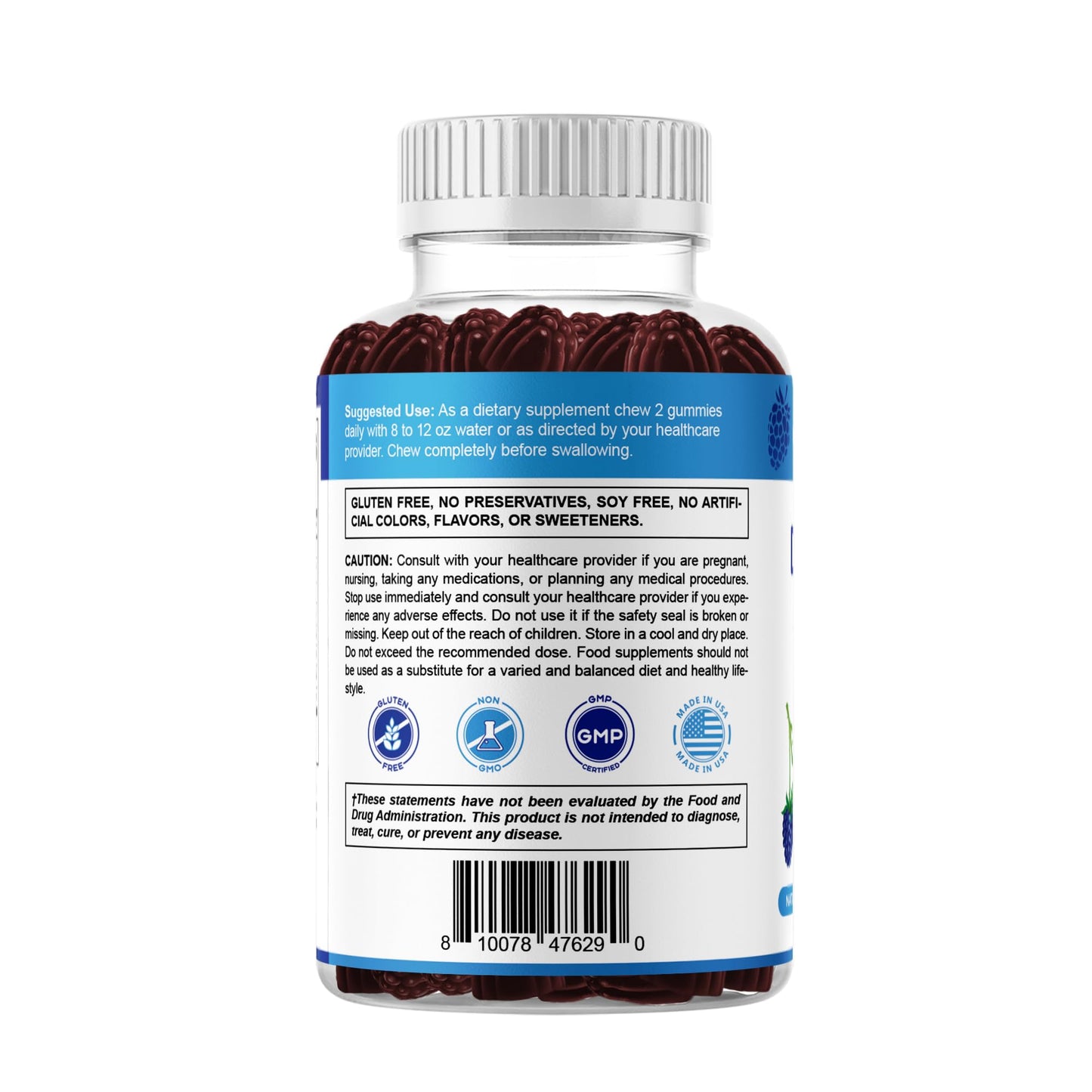 Vitamatic Vitamin D3 + B12 Gummies โ Blue Raspberry, 60 Gummies | USA Made with Folate & B6