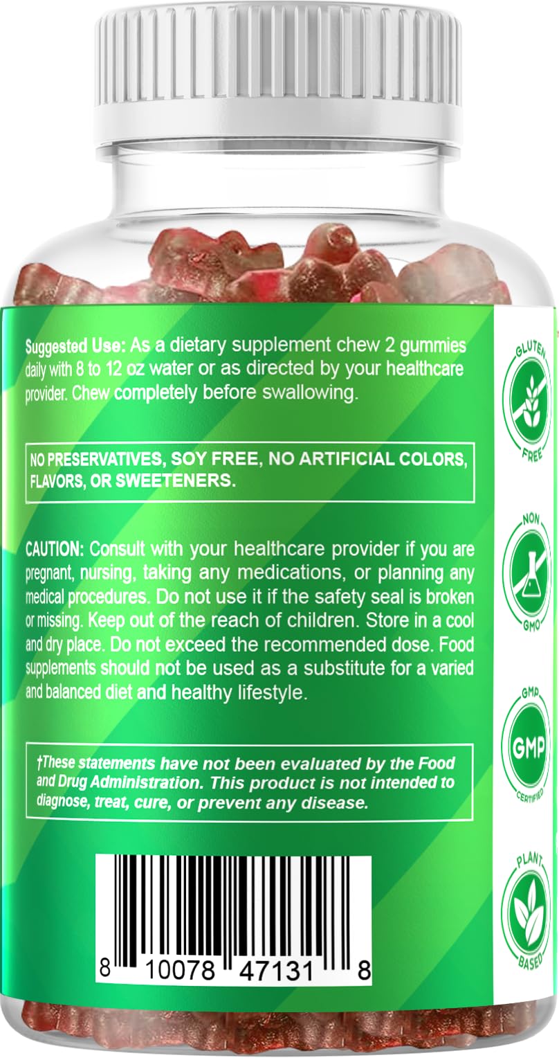 Vitamatic Irish Sea Moss Gummies โ 60 Ct | 3000mg Equivalent Per Serving (from Extract 132.5mg) | Bladderwrack & Burdock Root