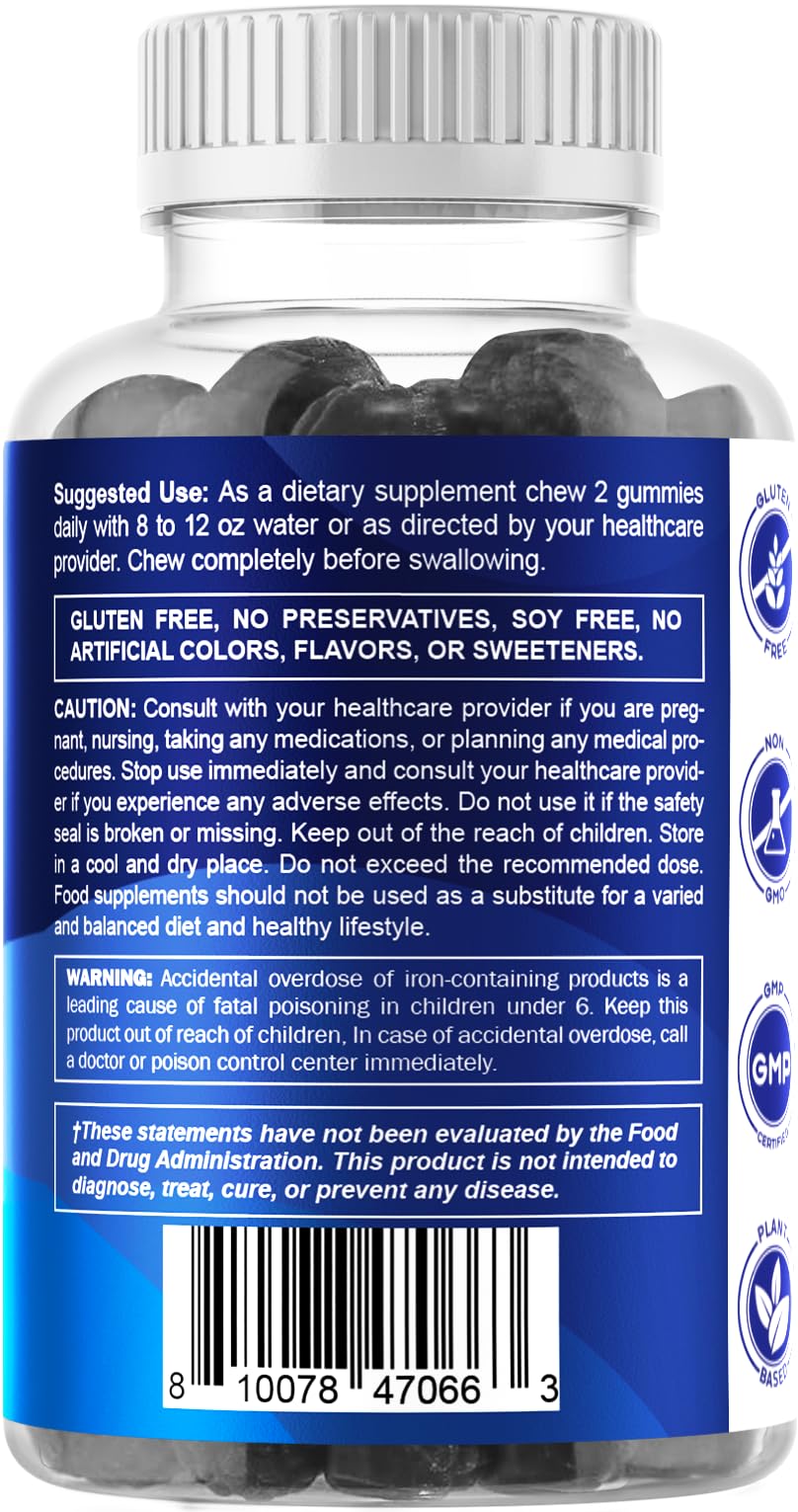 Vitamatic Iron Gummies โ 20mg Iron + Vitamin C, Vegan Gummies, 60 Count (Pack of 2)
