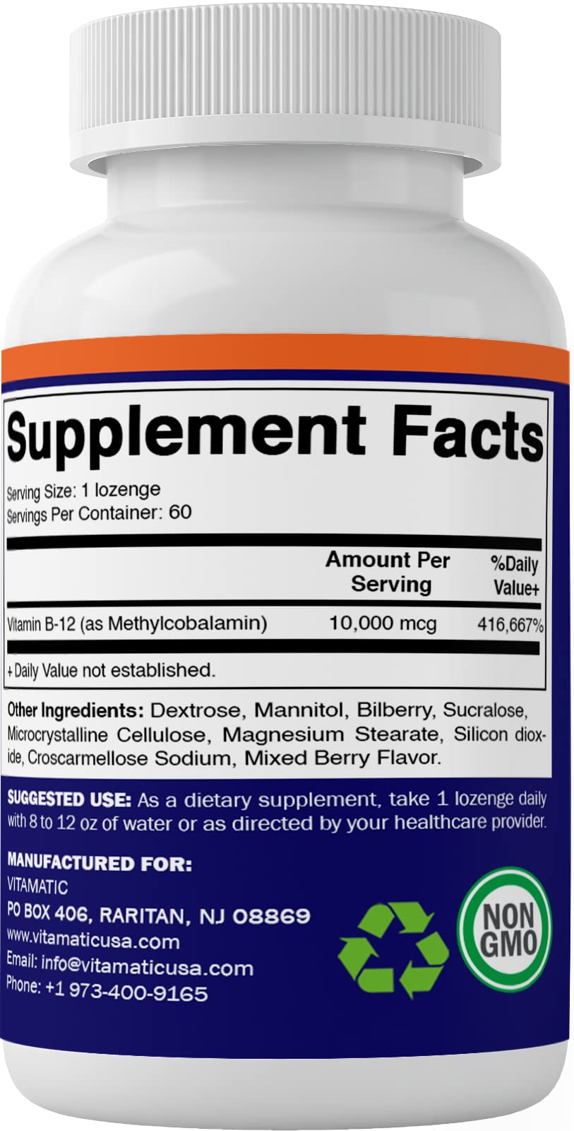 Vitamatic Methyl B12 10,000 mcg โ 60 Lozenges | Energy & Nerve Health