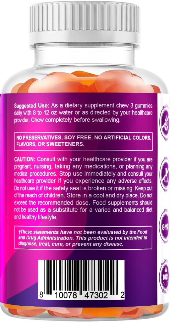 Vitamatic Prebiotic Fiber Gummies โ 7g Fiber per Serving, 60 Pectin-Based, Vegan & Gluten-Free