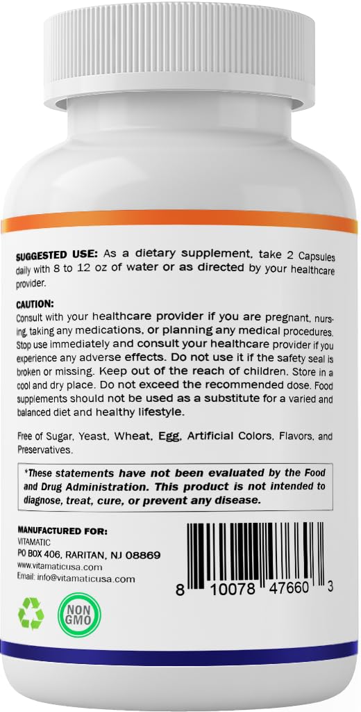 Vitamatic Tinnitus Relief Support โ 120 Veggie Capsules | 1200 mg per Serving | Ear Health, Non-GMO, Gluten-Free