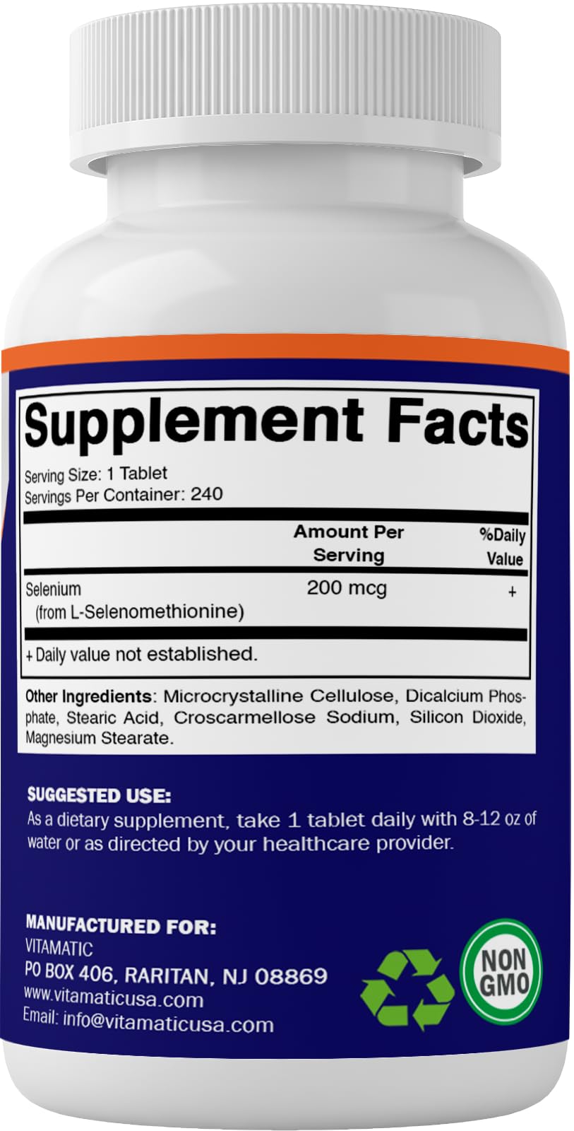 Vitamatic Yeast Free Selenium 200mcg โ Selenomethionine Supplement, 240 Tablets (Pack of 2)