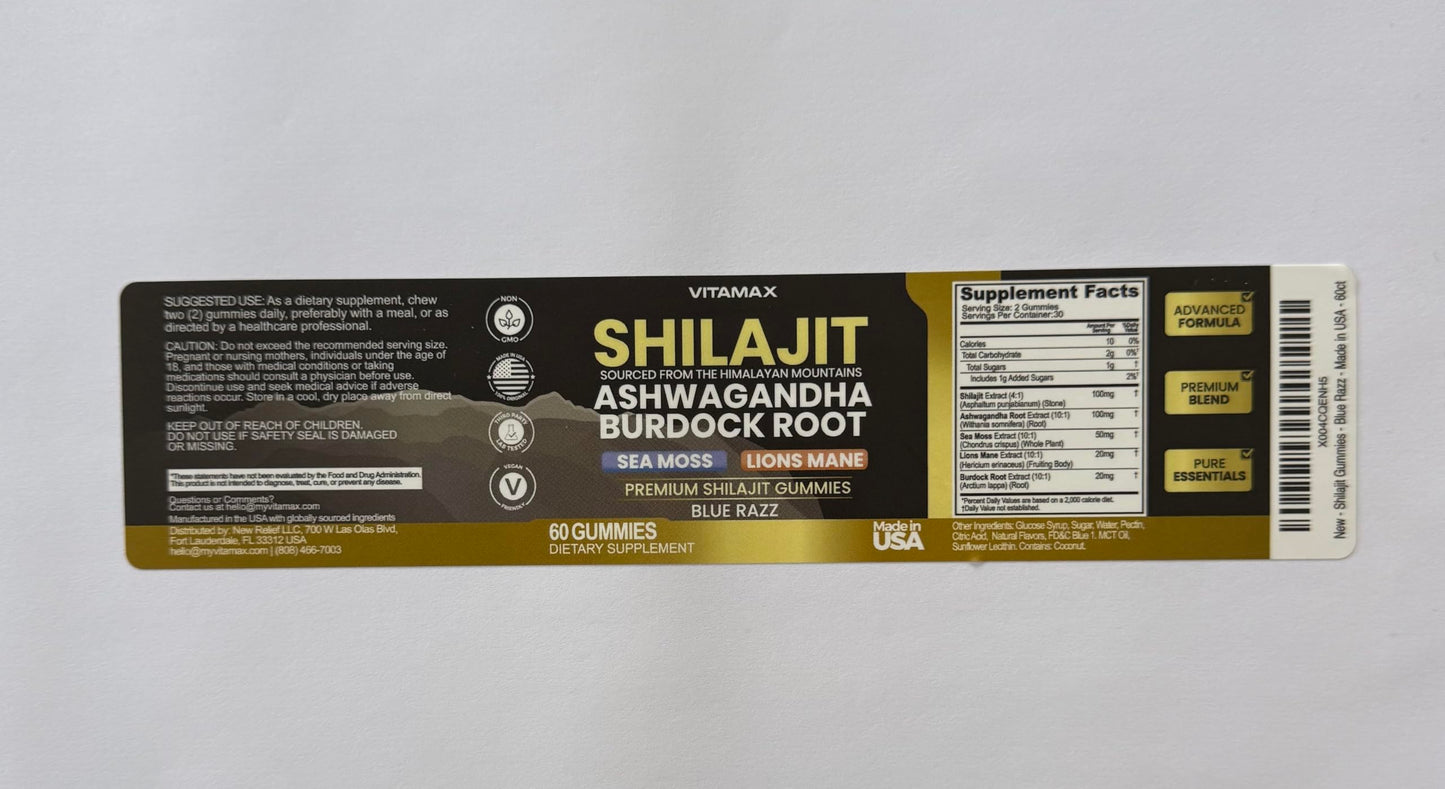 Vitamax Organic Shilajit Gummies with Sea Moss & Ashwagandha β 105+ Minerals, 60 Count