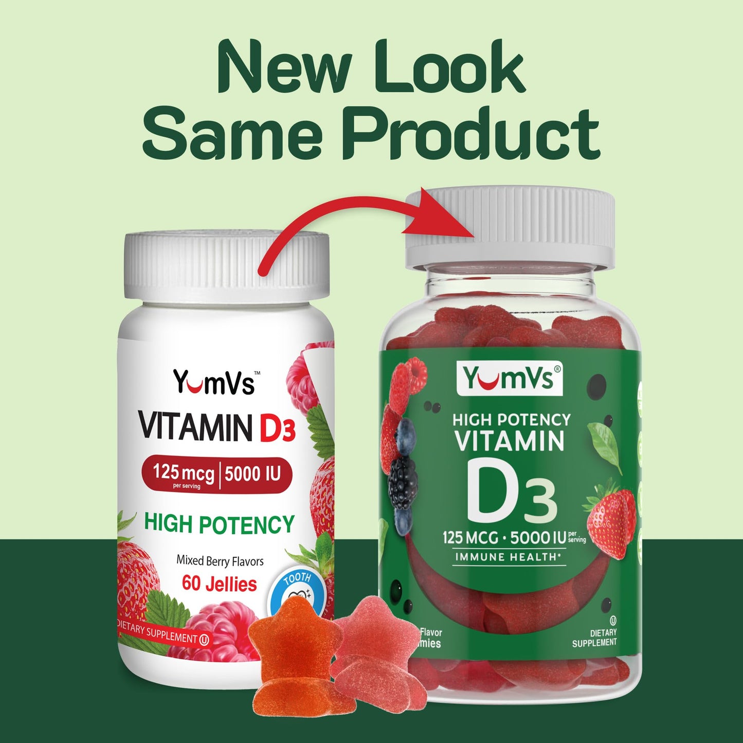 Vitamin D3 Gummies 5000 IU (125 mcg) โ Immune & Bone Health | Non-GMO, Gluten-Free, Dairy-Free
