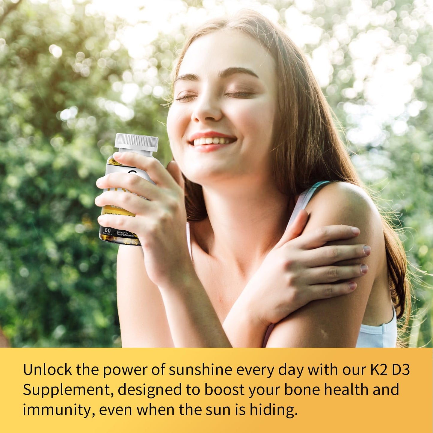 Vitamin D3 K2 Supplement 5000 IU โ Plant-Based 60 Count for Bone & Immune Health