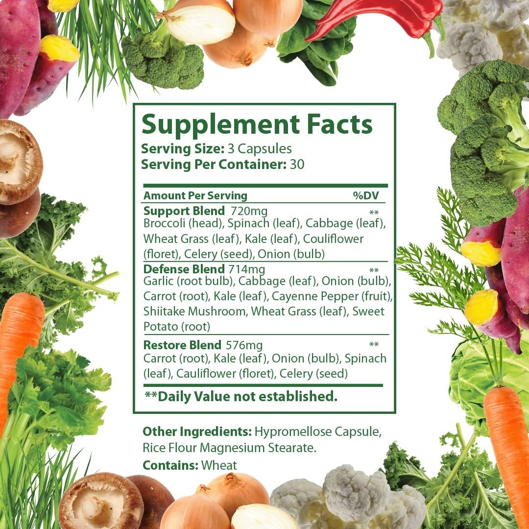 Just Ripe Nutrition Fruits and Veggies Supplement โ 90 Fruit and 90 Vegetable Capsules (4 Pack) | Whole Food Superfood