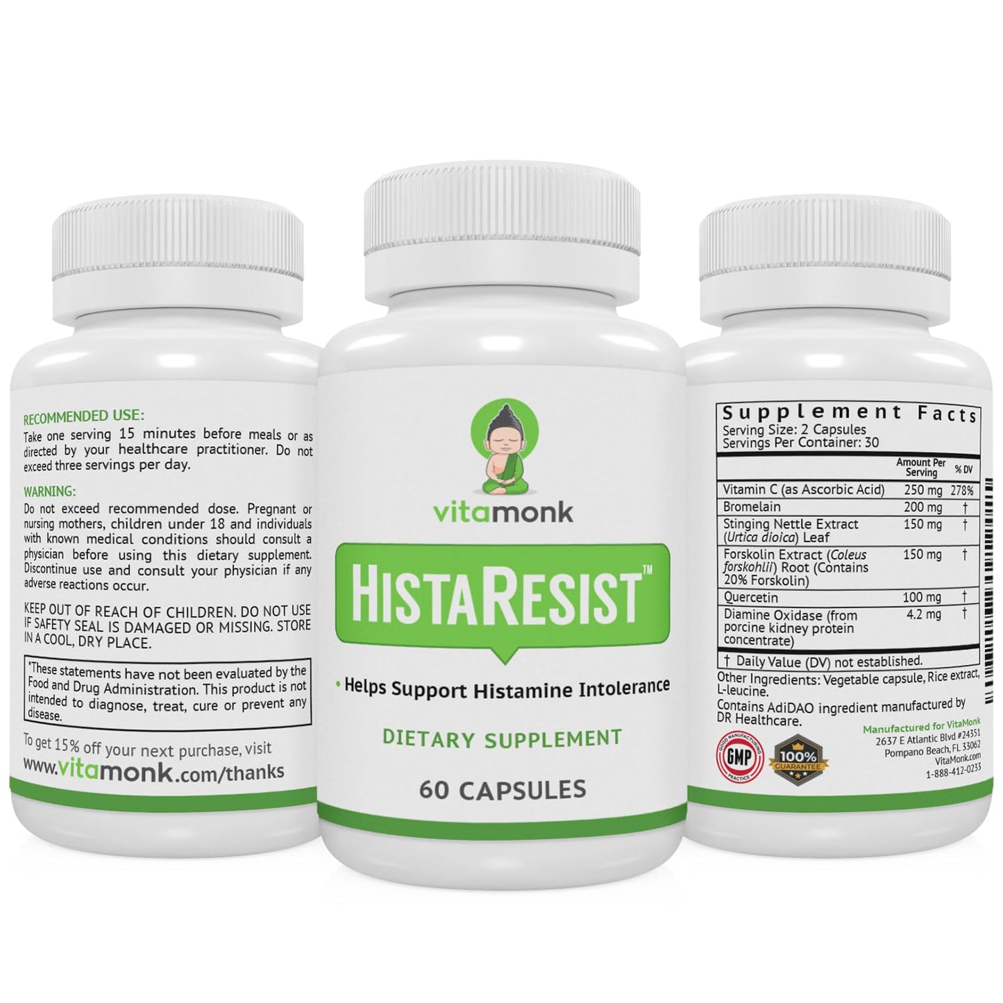 VitaMonk HistaResist DAO Enzyme Supplement β Histamine Support | 60 Caps