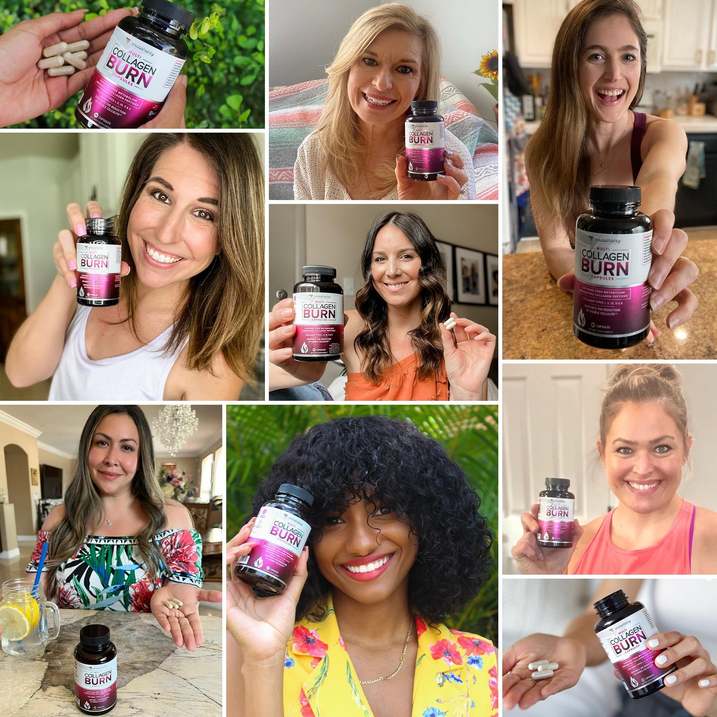 Vitauthority Multi Collagen Burn โ 5 Types, Hyaluronic Acid, Vitamin C | Caffeine-Free Capsules