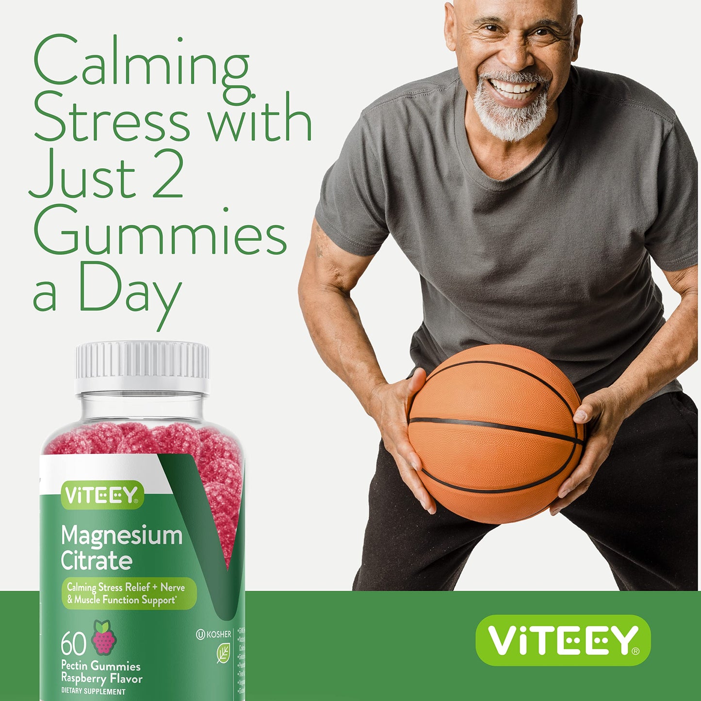 VITEEY Magnesium Gummies for Adults โ 66mg Citrate, 60-Count, Gluten Free