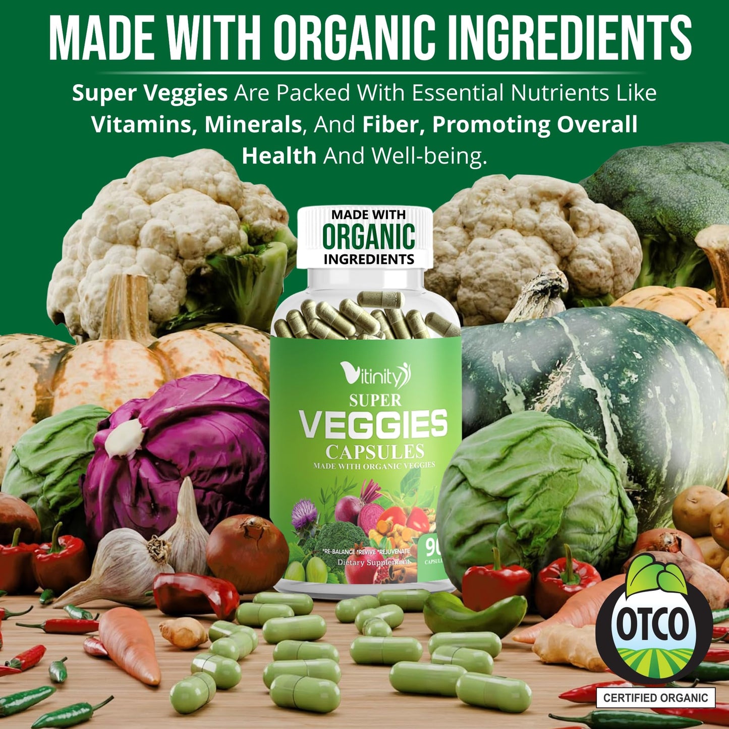 Vitinity Fruits & Veggies Capsules โ Superfood Vitamin for Adults