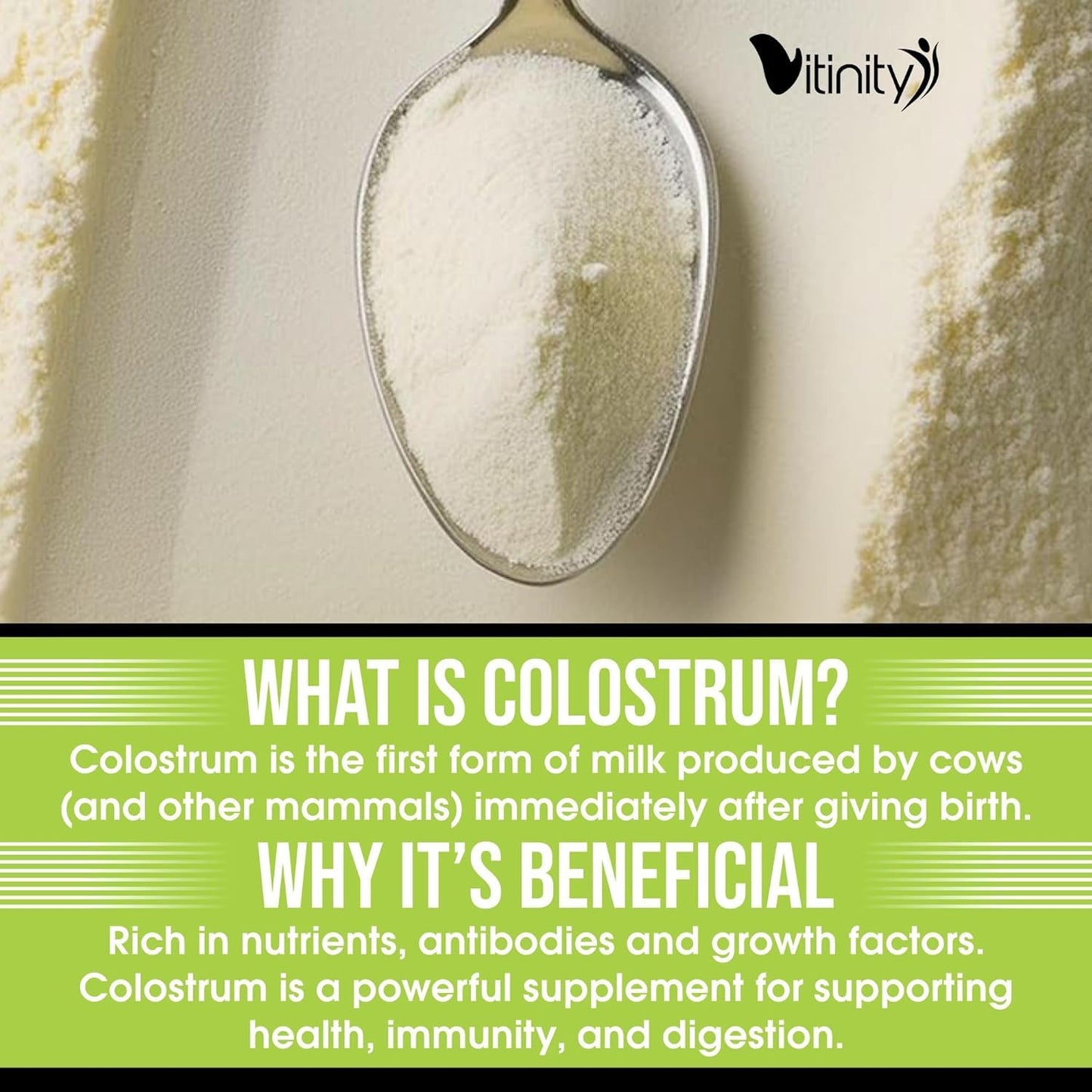VITINITY Grass-Fed Bovine Colostrum Powder for Humans โ Unflavored 90g