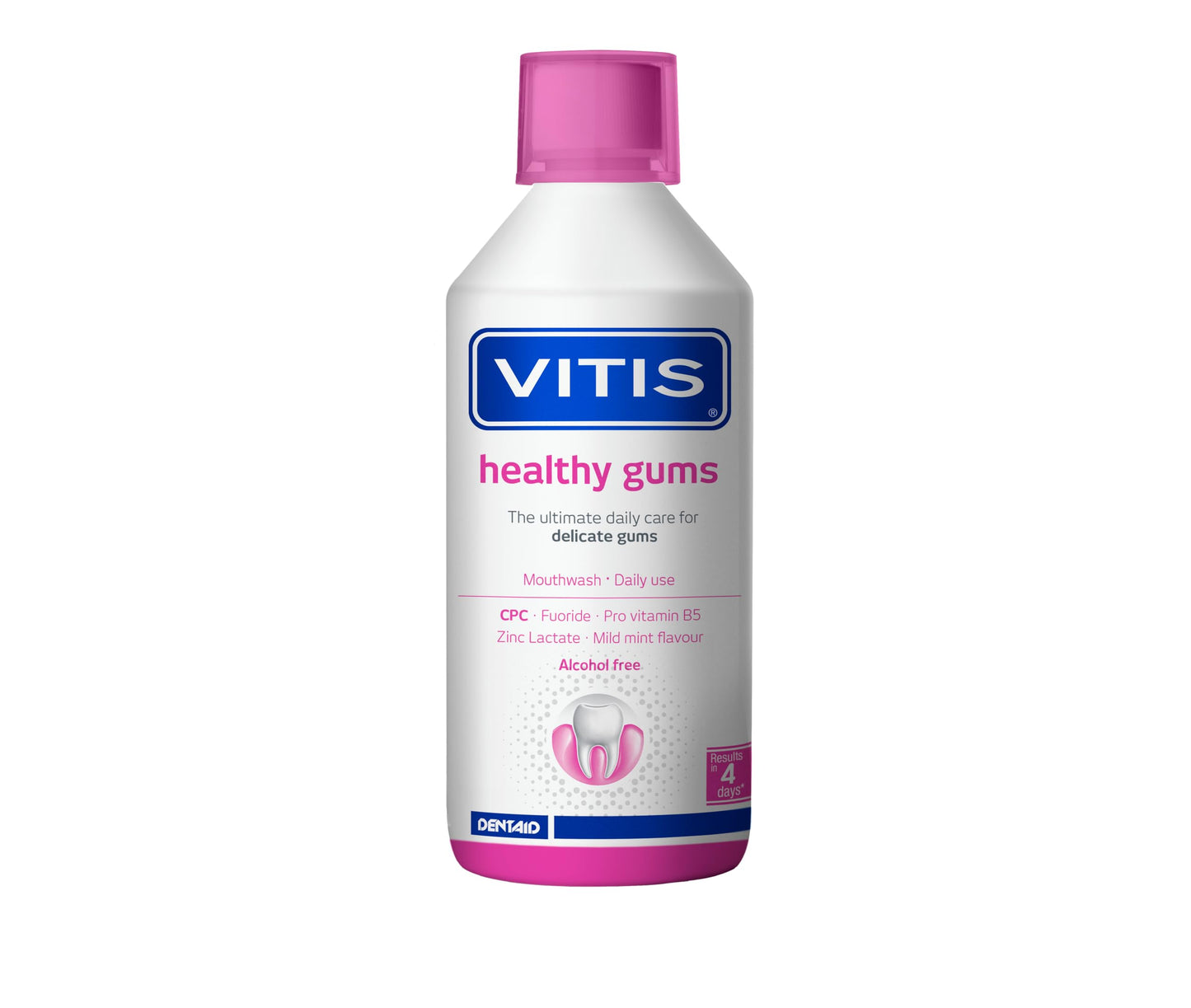 Vitis Gingival Mouthwash 500ml โ Mint, Alcohol-Free, Panthenol, CPC, Zinc