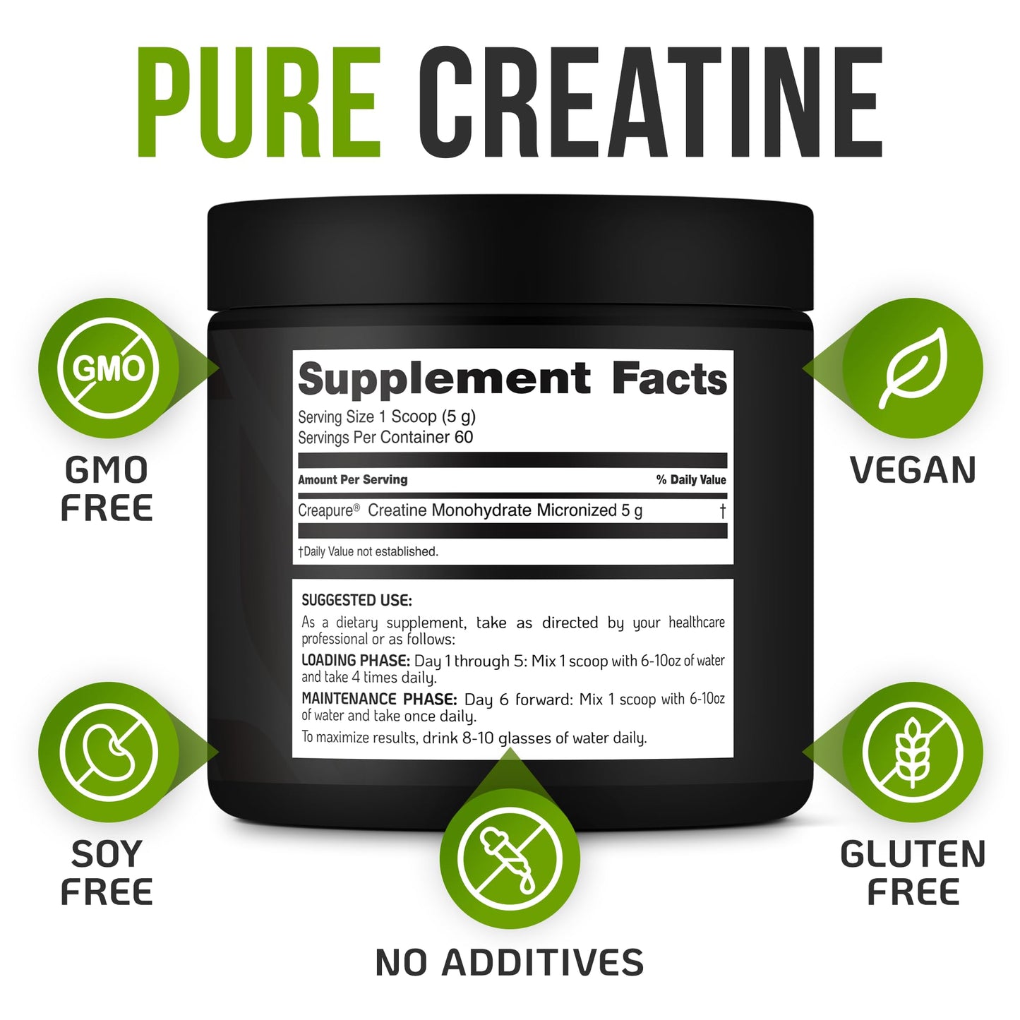 VITRUALS Creapure Creatine Monohydrate Powder โ Ultra-Pure German Creatine (1000g), 100% Made in Germany