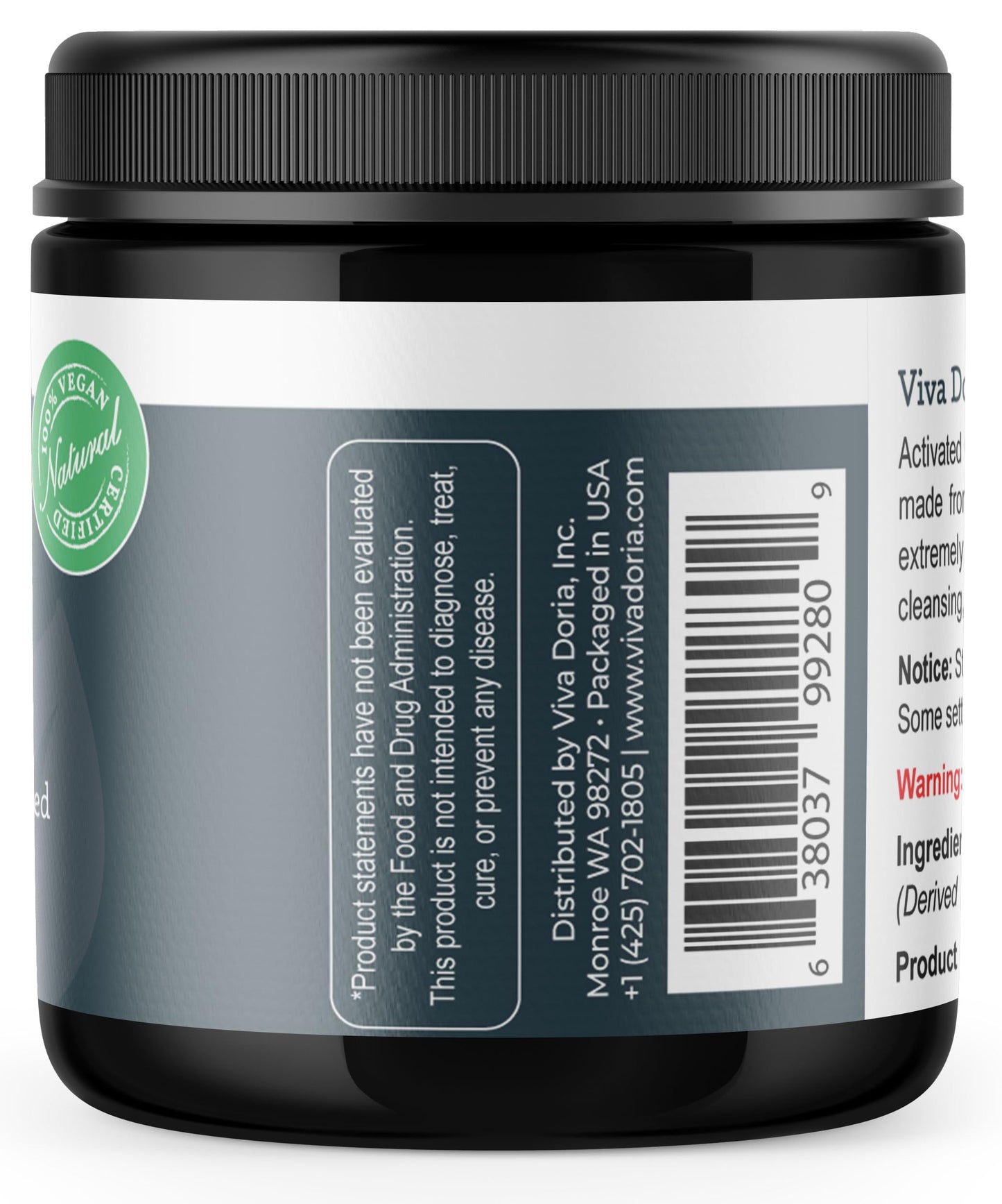 Viva Doria Virgin Activated Charcoal Powder โ Coconut Shell Derived, Food Grade, 6 Oz
