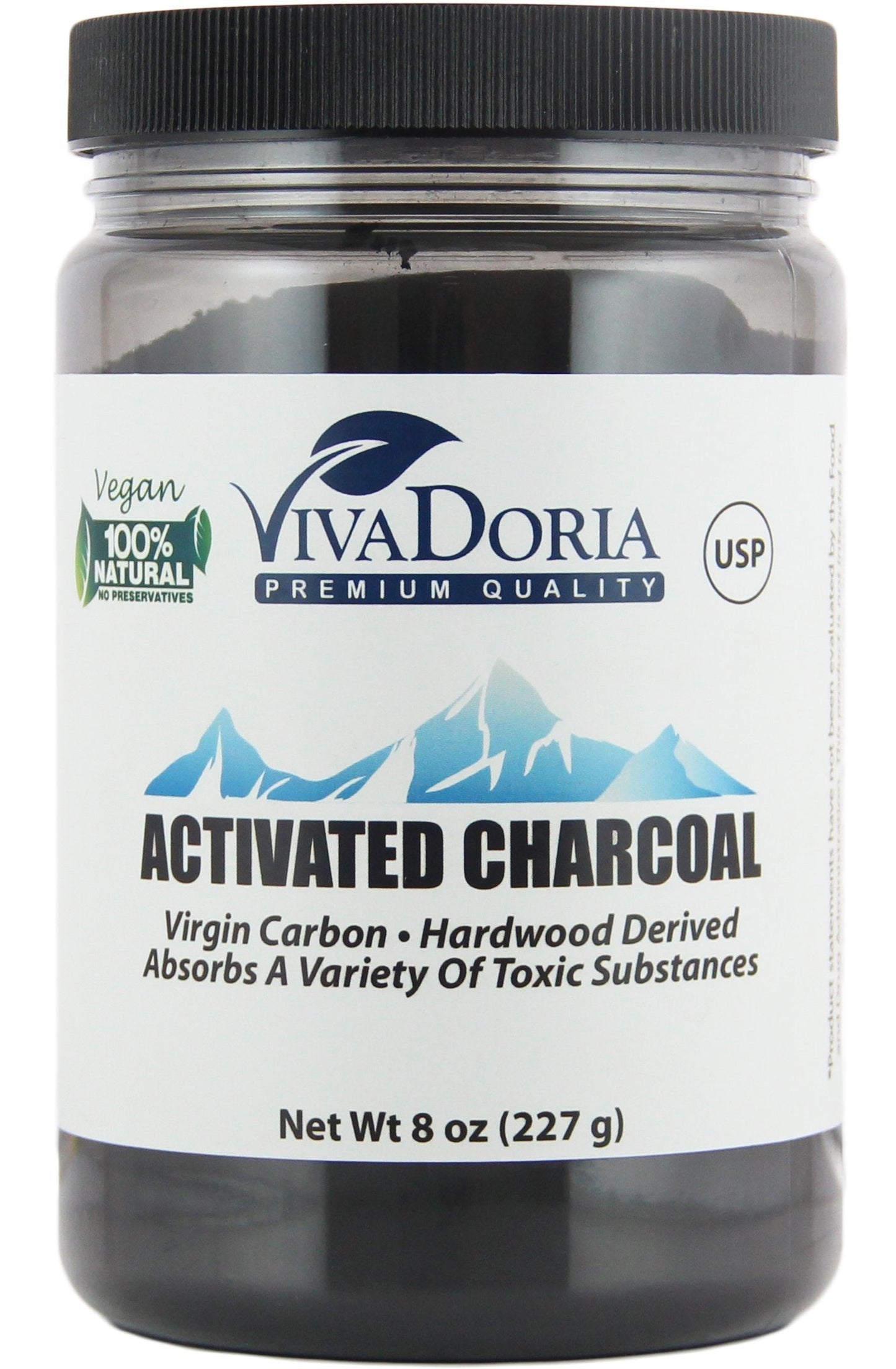 Viva Doria Virgin Activated Charcoal Powder โ Hardwood Derived, Food Grade, 8 oz