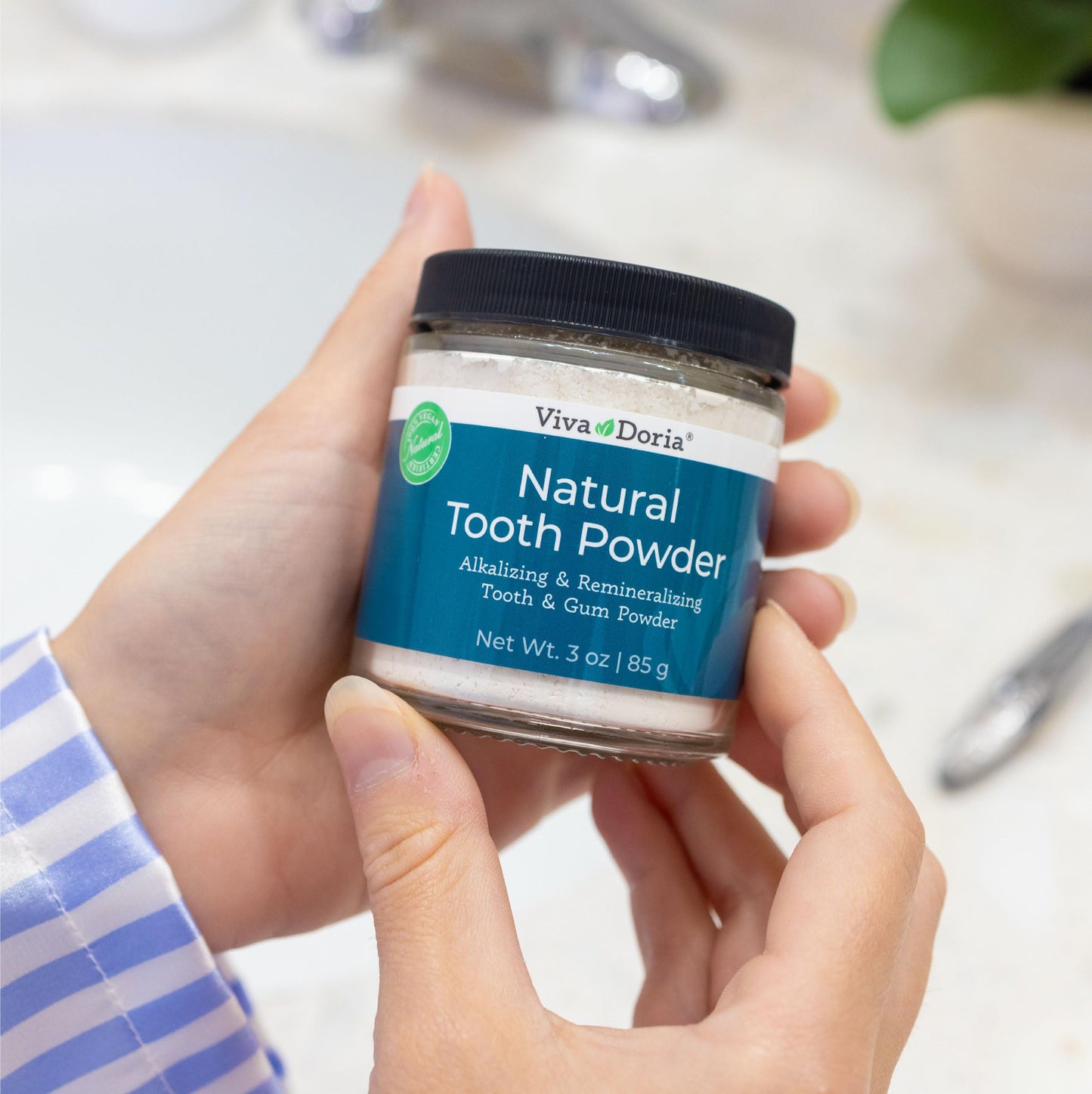 Viva Doria Natural Tooth Powder โ Remineralizing & Whitening | Mint, 3 oz Jar