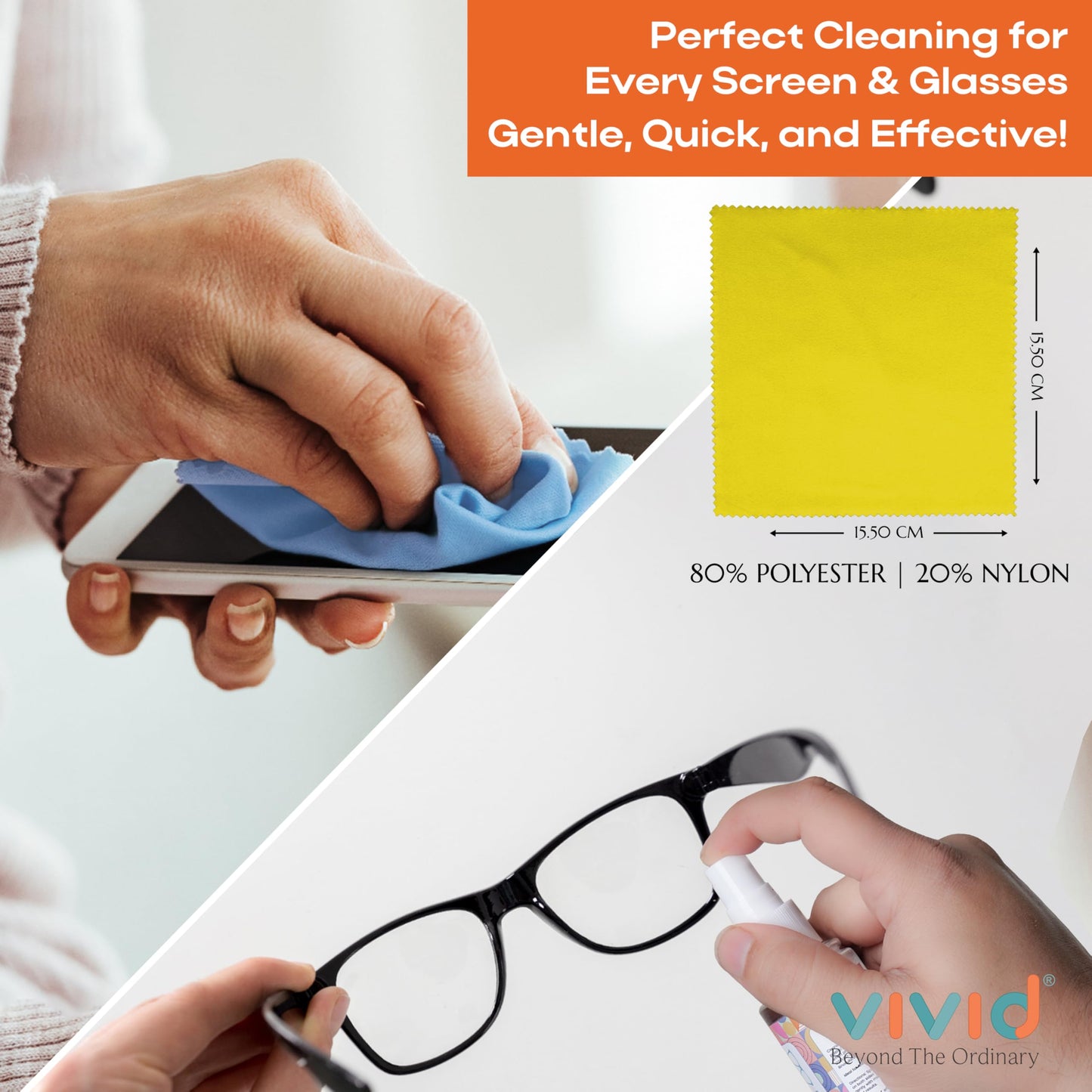 VividVision myclean Lens Cleaning Solution Spray โ No Detergent, No Foam โ 50 ml Pack of 3 for Glasses, Screens & Cameras
