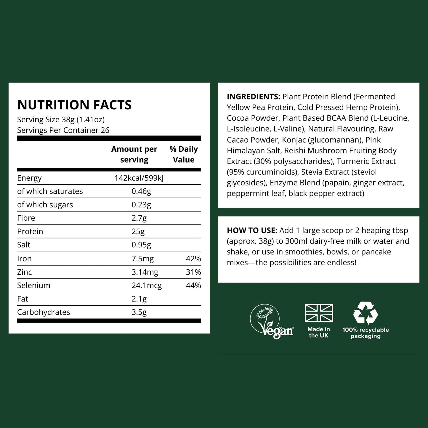 Vivo Life Perform Plant Protein Powder โ Pea & Hemp with BCAA | Banana Cinnamon | 34.85 oz