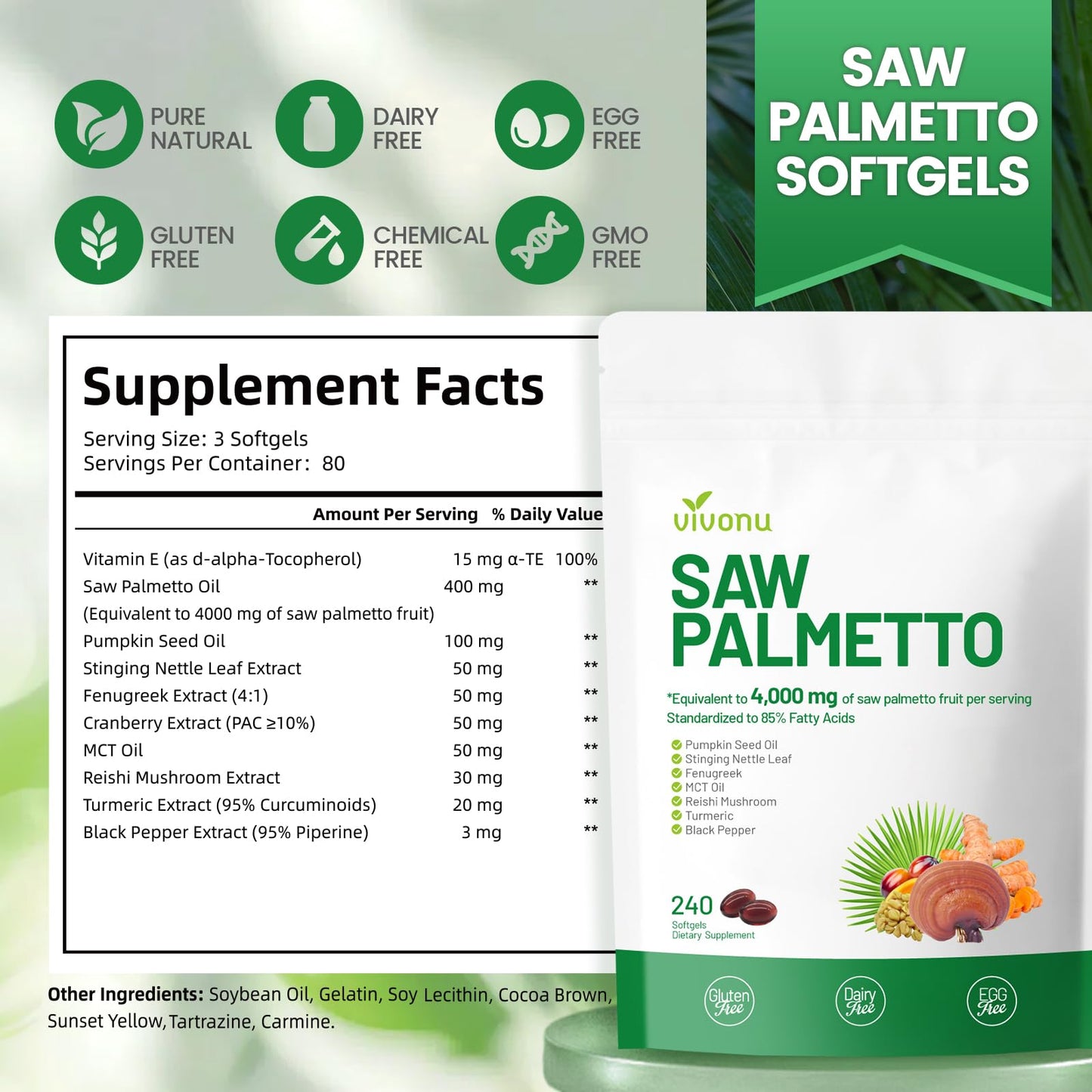 VivoNu Pumpkin Seed Oil + Saw Palmetto Softgels โ Cold Pressed