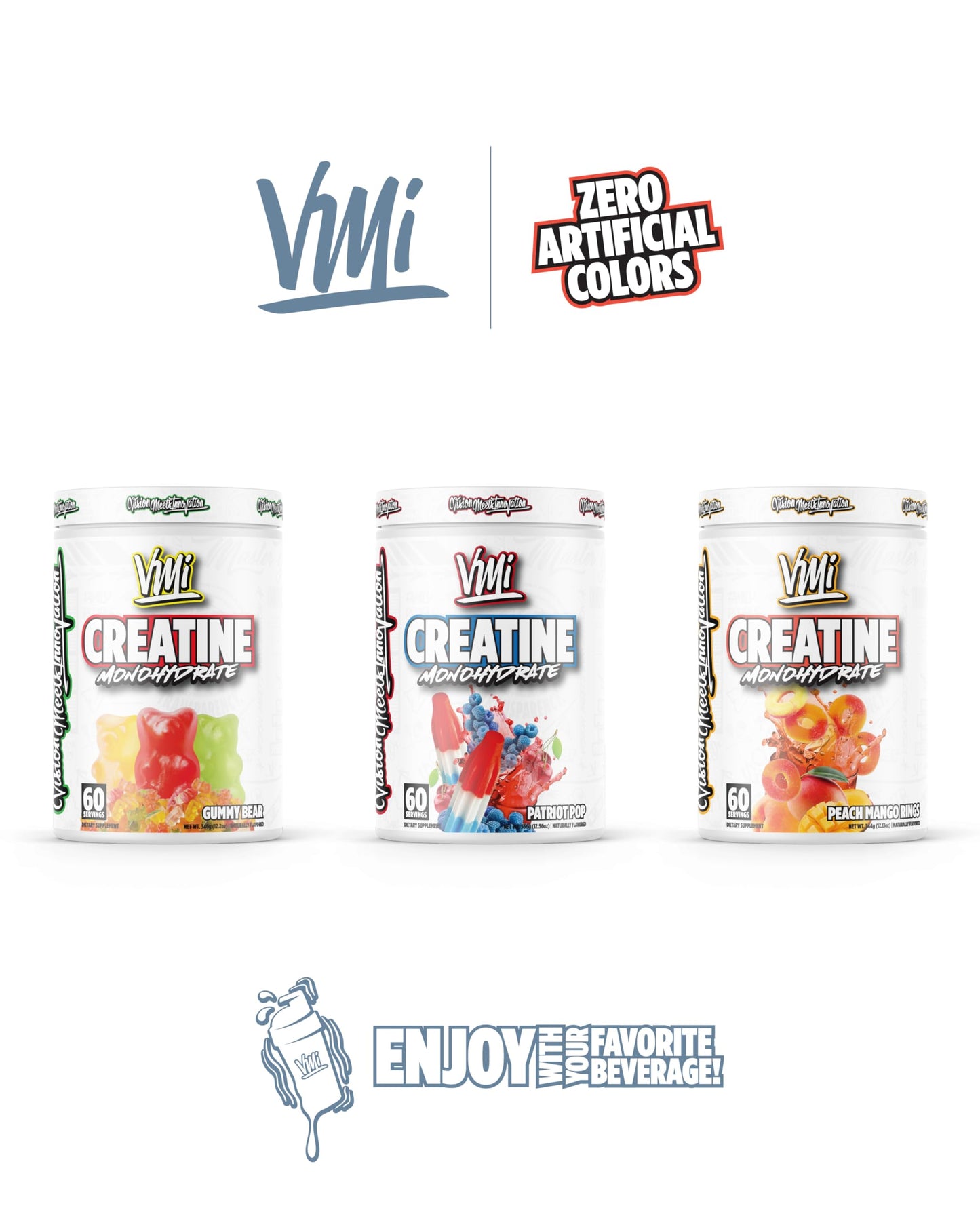 VMI Sports Creatine Monohydrate Powder โ 5 g per Serving, 60 Servings, Patriot Pop