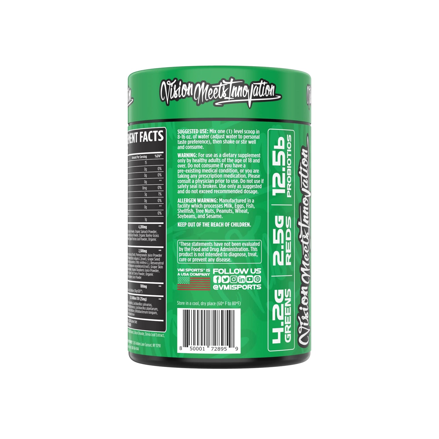VMI Sports Greens + Reds โ Advanced Immunity & Gut Health Superfood | 30 Servings (Raspberry Lemonade)