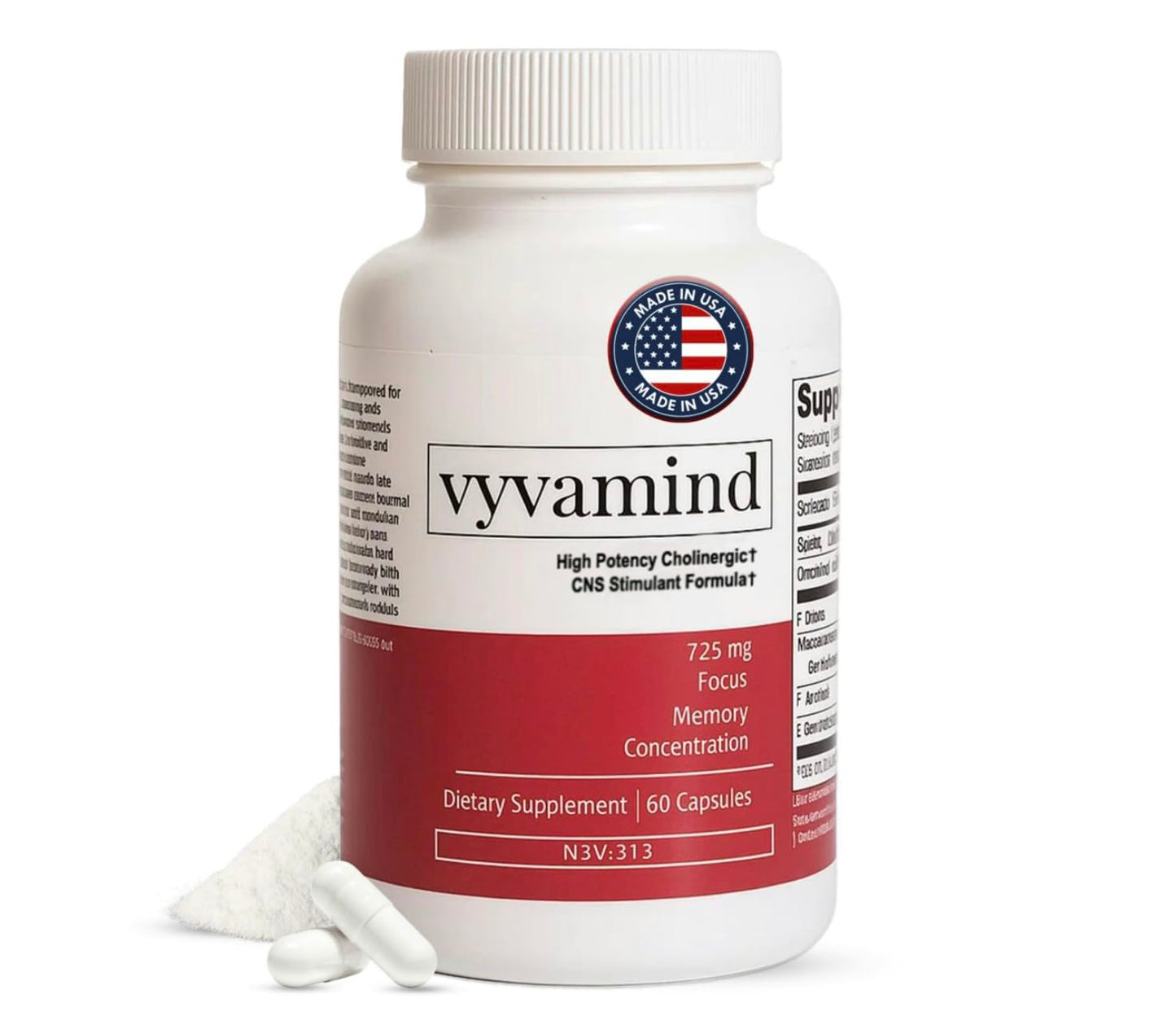 Vyvamind Neurostimulant + Focus Aid β Fast Cognitive Boost, 60 Capsules