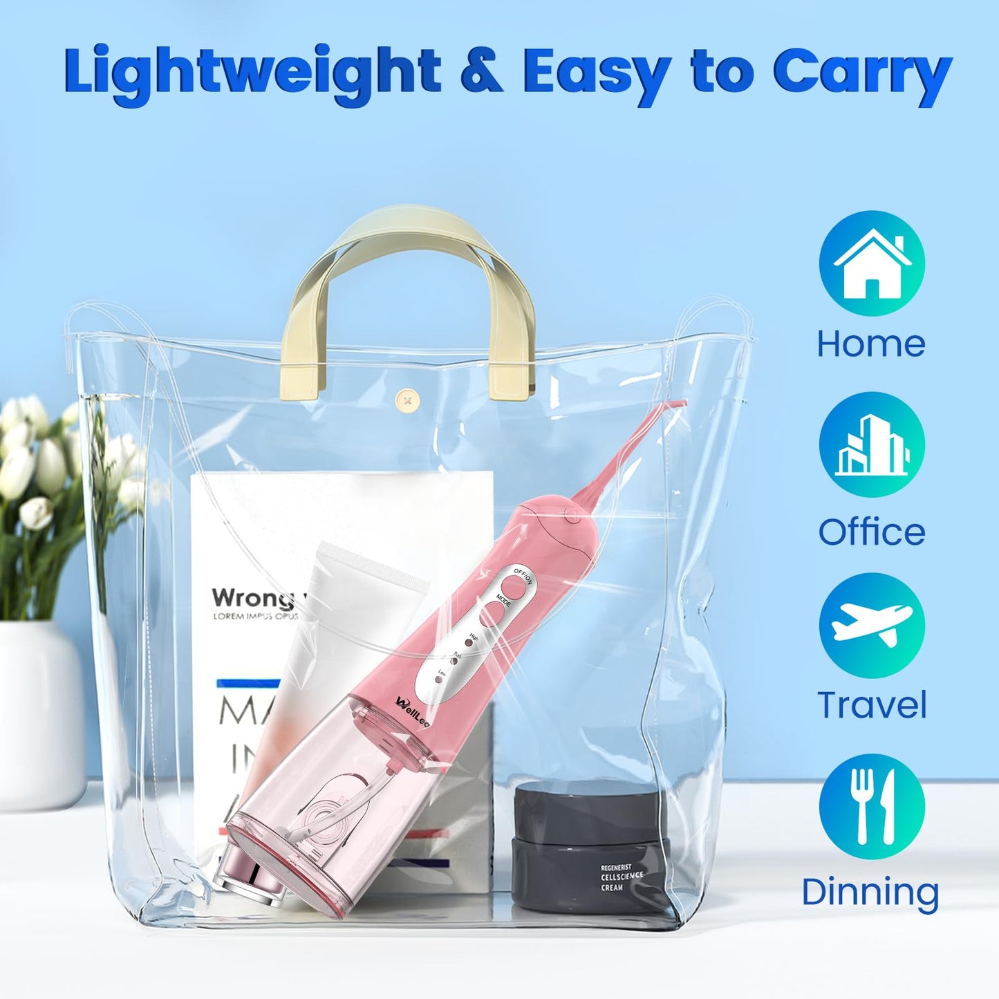 Water Flosser Dental Pick โ Portable Oral Irrigator, 5 Jet Tips, IPX7 & Rechargeable