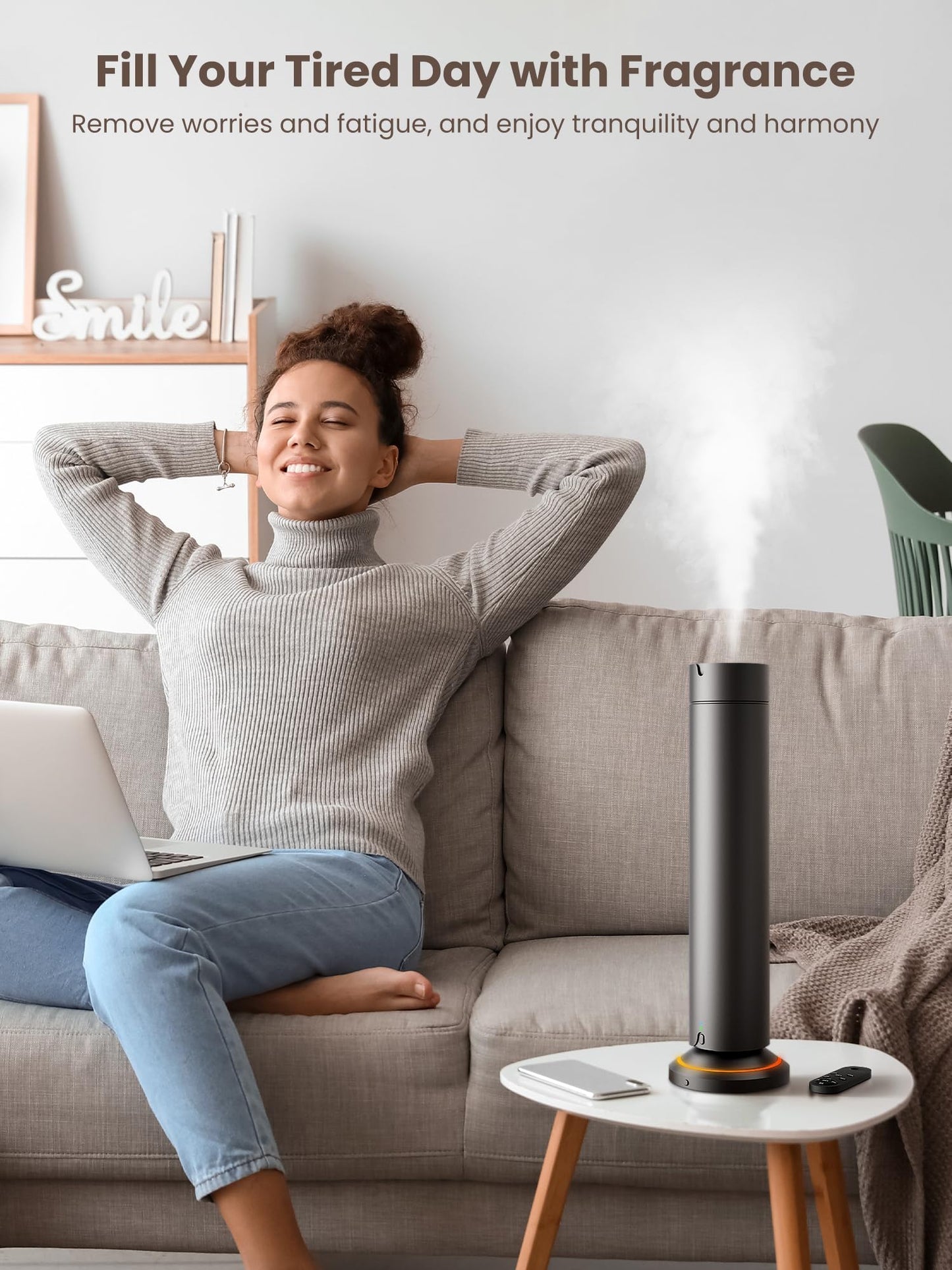 Waterless Scent Diffuser Kit โ 5x20ml Essential Oils, App & Remote, 1500 Sq Ft
