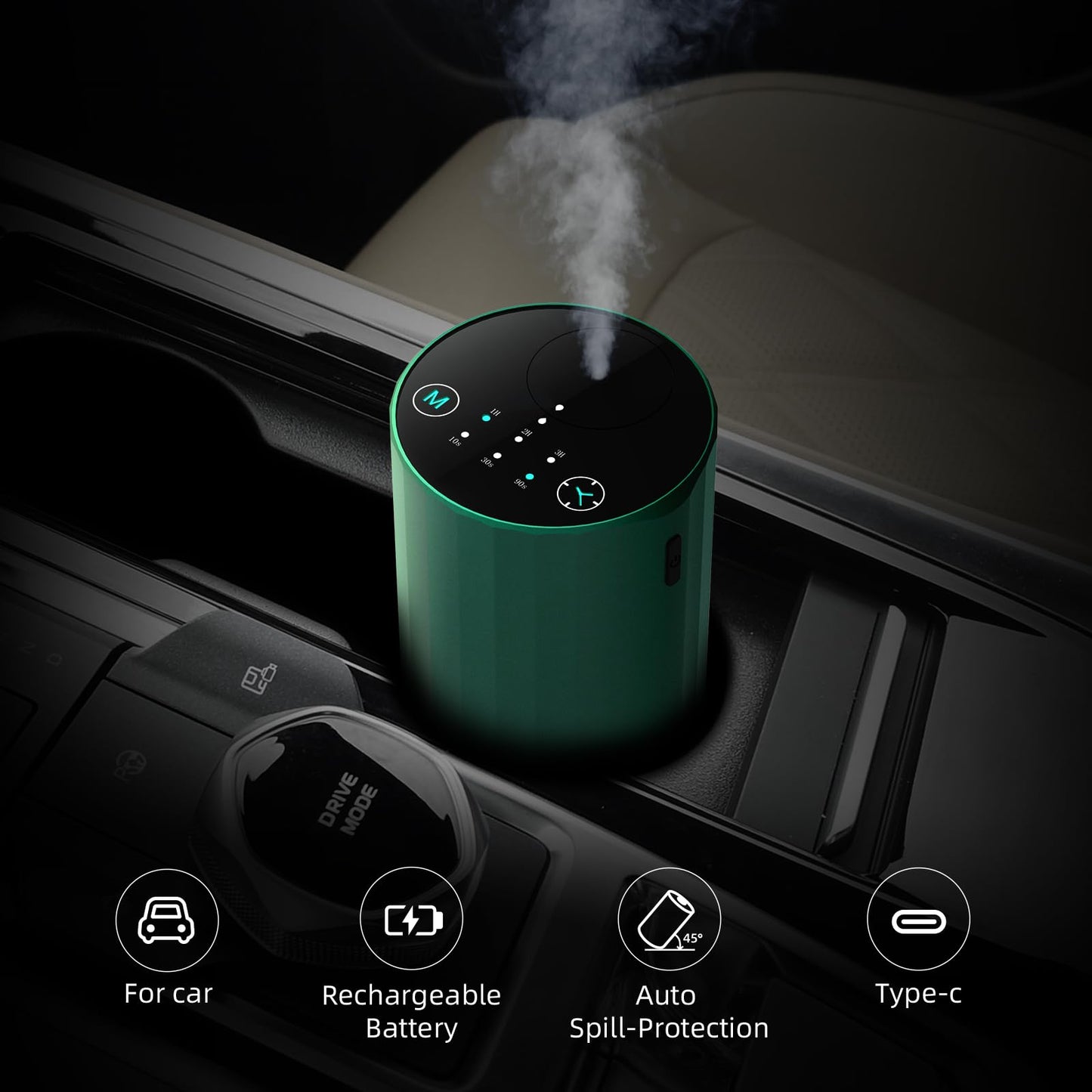 Waterless Essential Oil Diffuser โ Portable Aromatherapy Nebulizer for Home, Car, Office (Green)