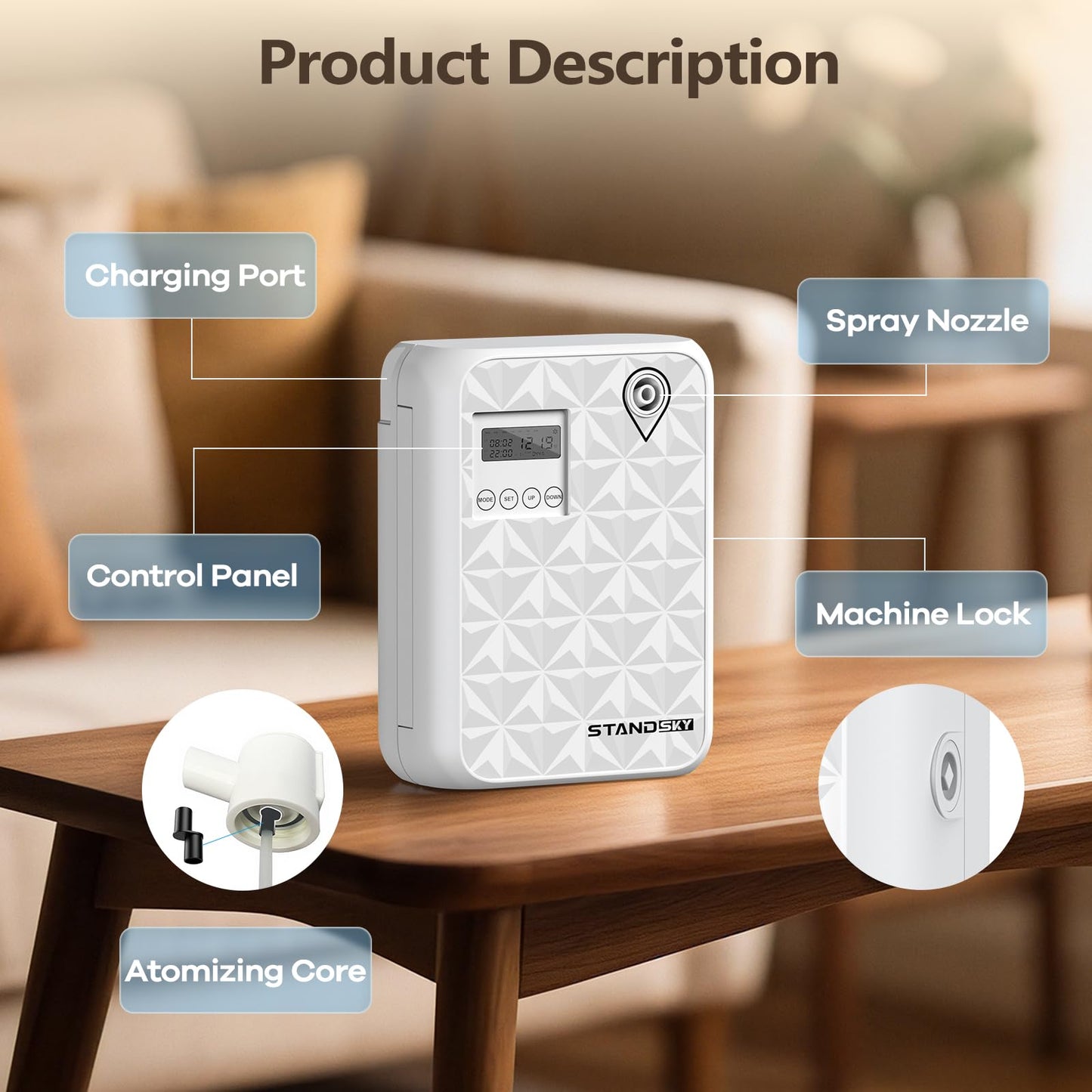 Waterless Essential Oil Diffuser for Large Rooms โ 500mL, Up to 3000 sq ft, White