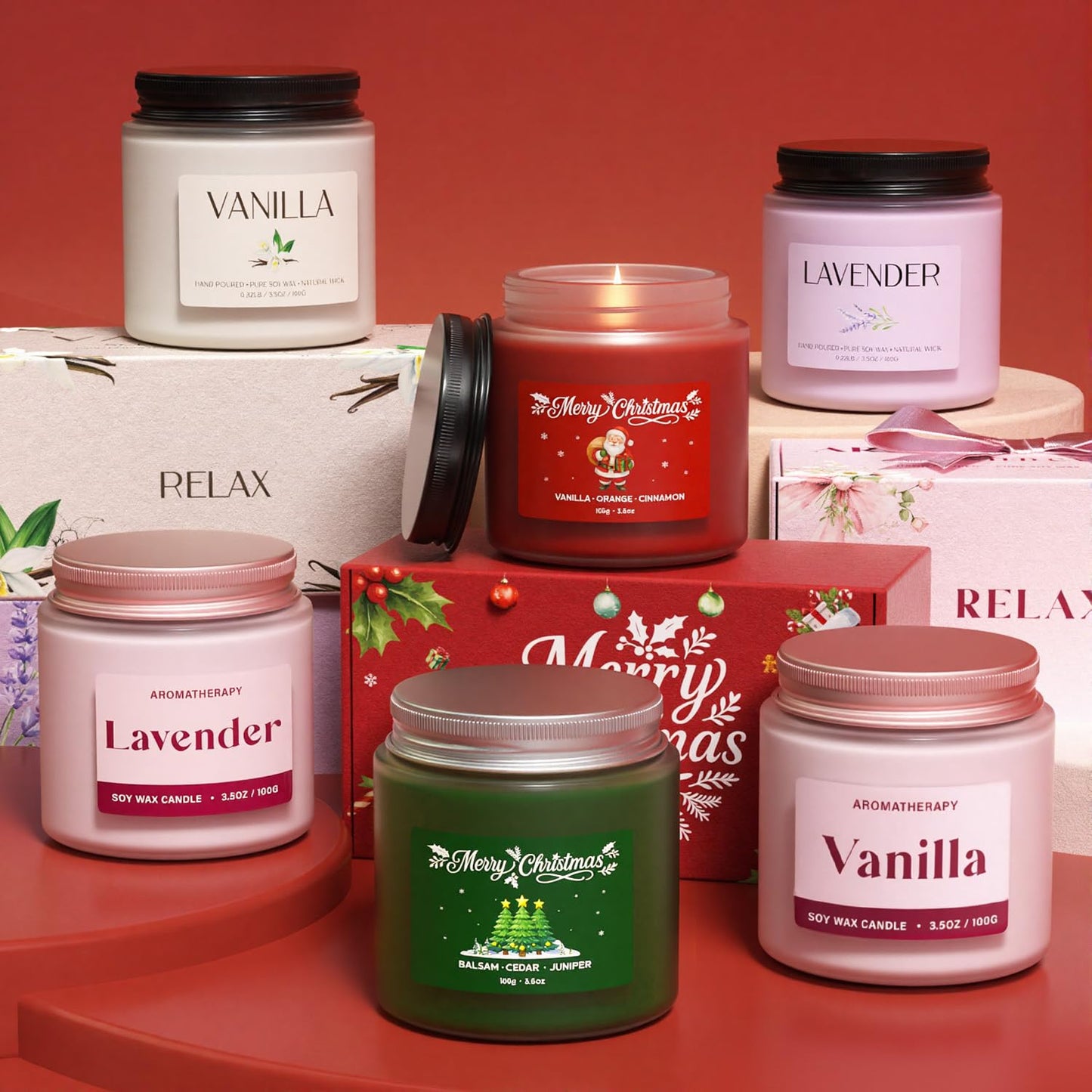 Waxcanpy Christmas Candles โ Soy Candle Gift Set for Women & Men