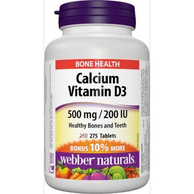 Webber Naturals Calcium Carbonate 500mg + Vitamin D3 200IU โ 275 Tabs Bonus Pack