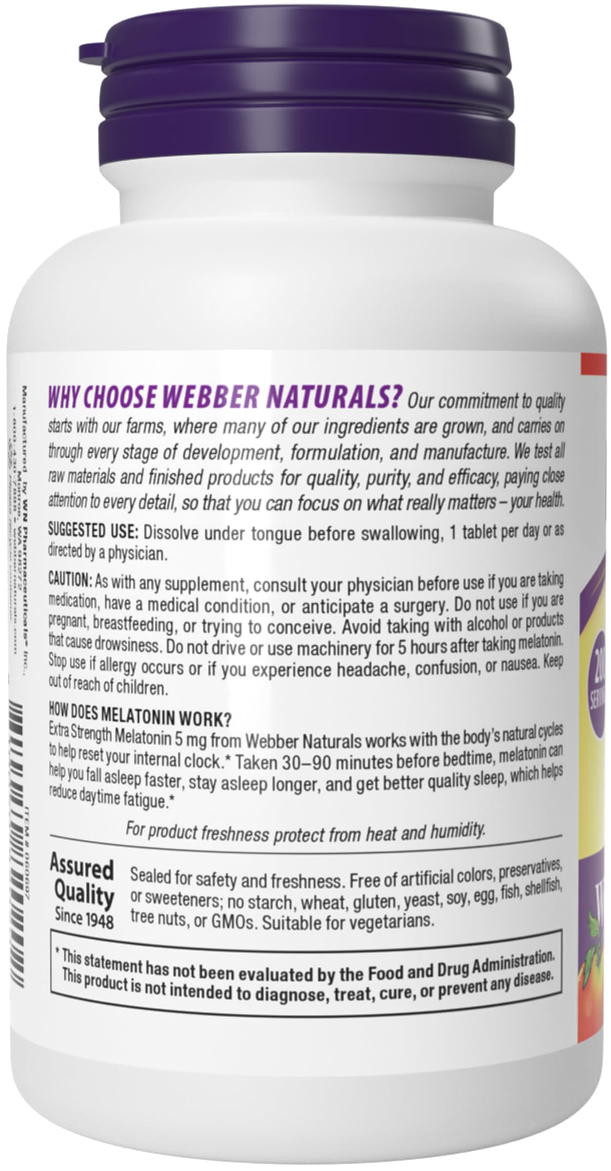 Webber Naturals Extra Strength Melatonin 5 mg โ Fast-Melting Sleep Aid, 200-Day Supply (2-Pack), Gluten Free, Non-GMO, Vegetarian
