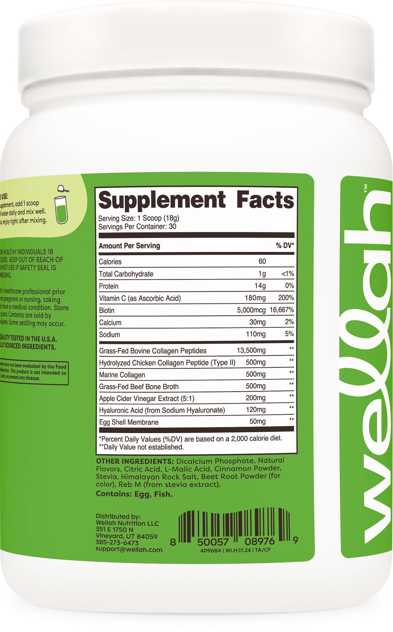 Wellah Afterglow Multi Collagen Protein + Beauty โ Cinnamon Pear, 30 Servings
