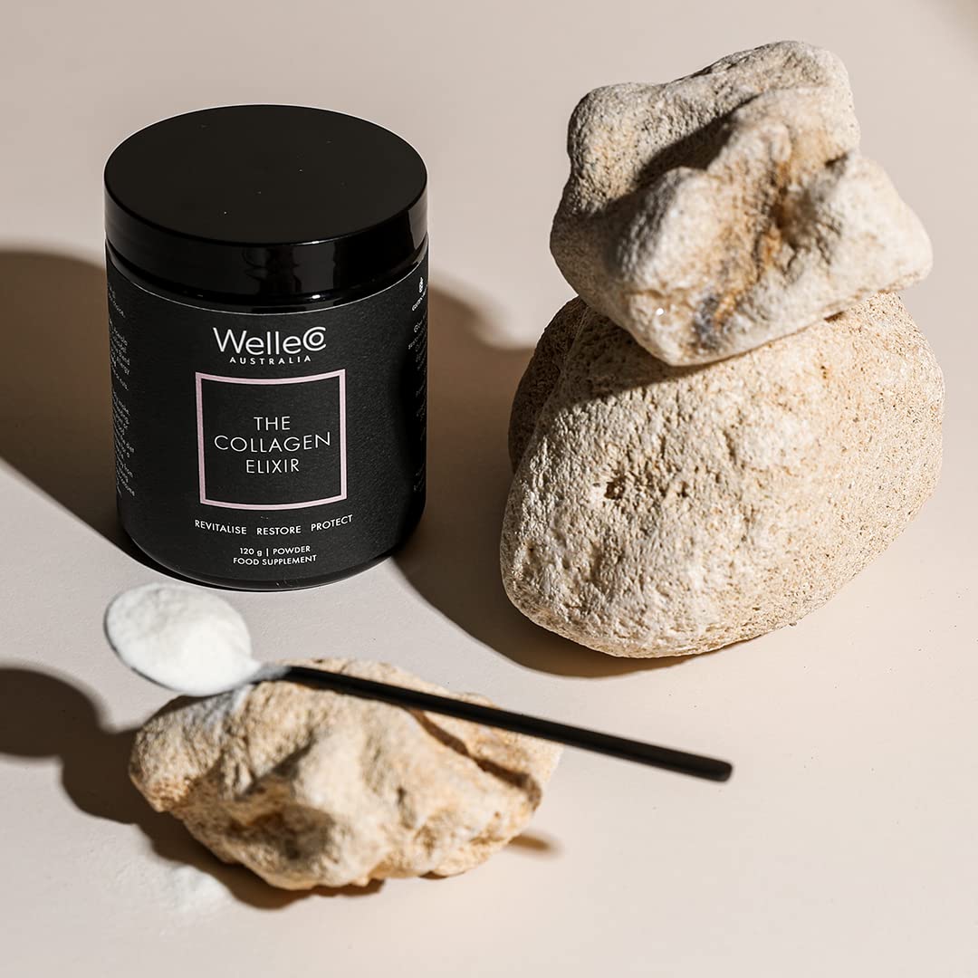 WelleCo The Collagen Elixir โ Marine Collagen Peptides, Hyaluronic Acid & Vitamin C (Unflavored, 4.23 oz)