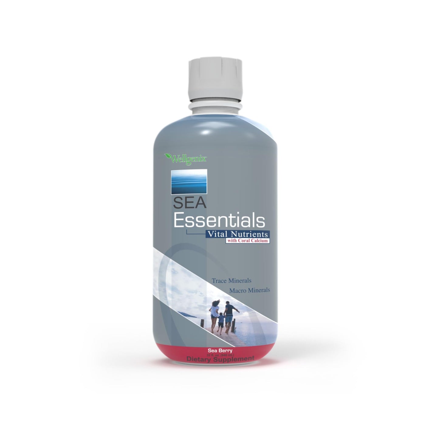 Wellgenix Sea Essentials Vital Nutrients โ Coral Calcium Liquid Multivitamin, Sea Berry Flavor, 32oz
