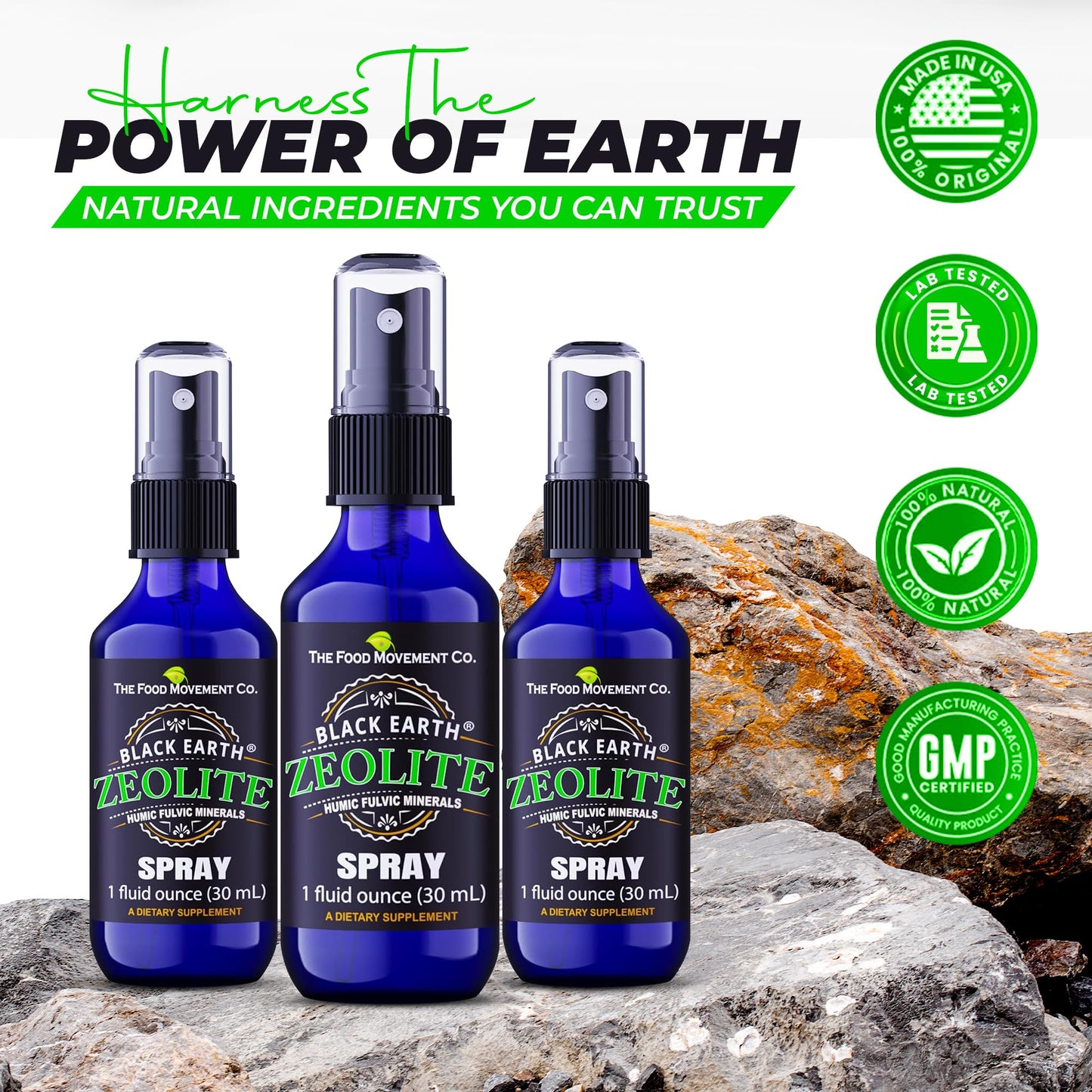 Black Earth Zeolite 1oz Pump Spray โ Gut Health & Immune Support