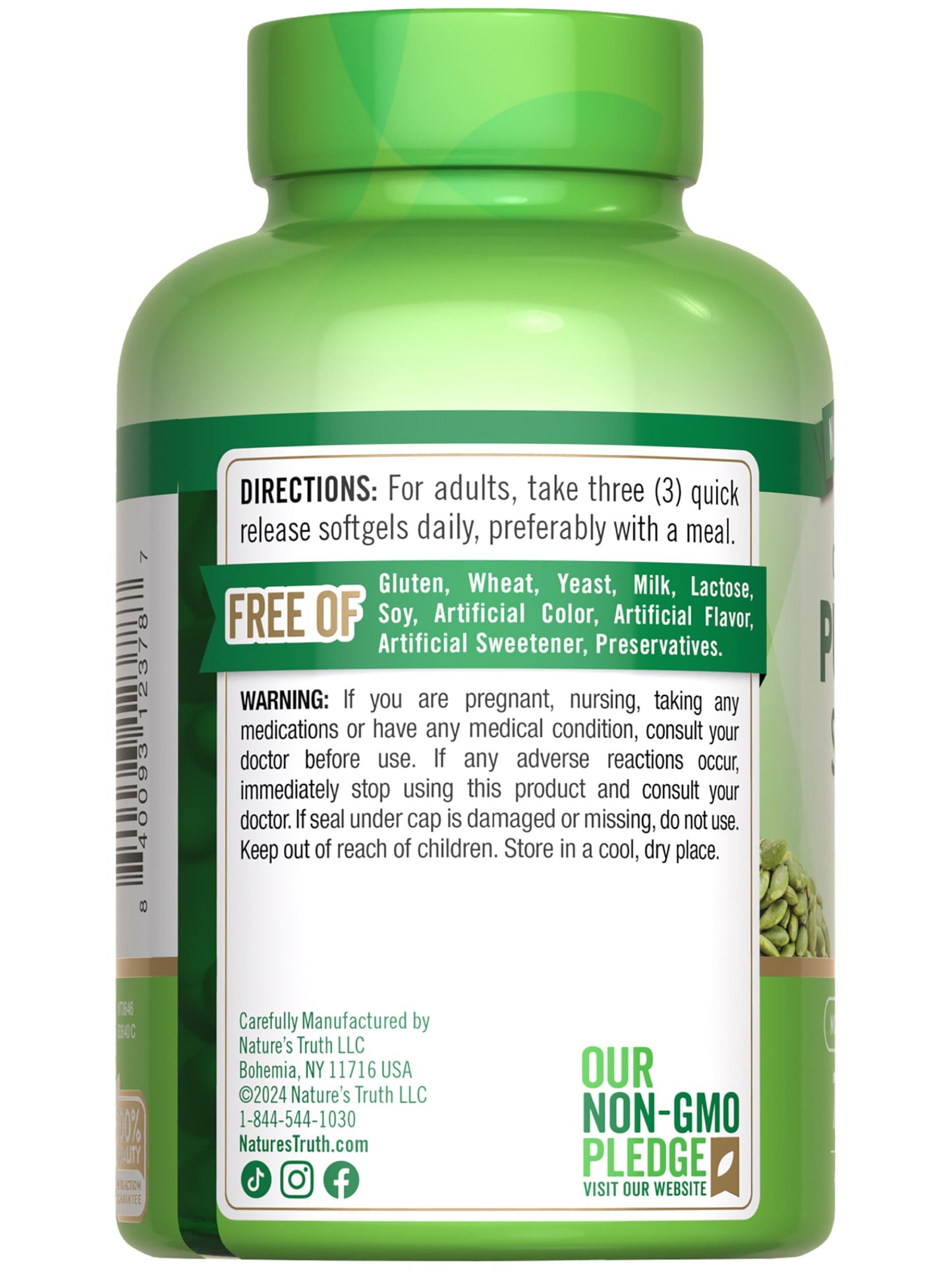 Nature's Truth Pumpkin Seed Oil 3000mg โ 75 Softgels | Cold Pressed, Non-GMO, Gluten Free