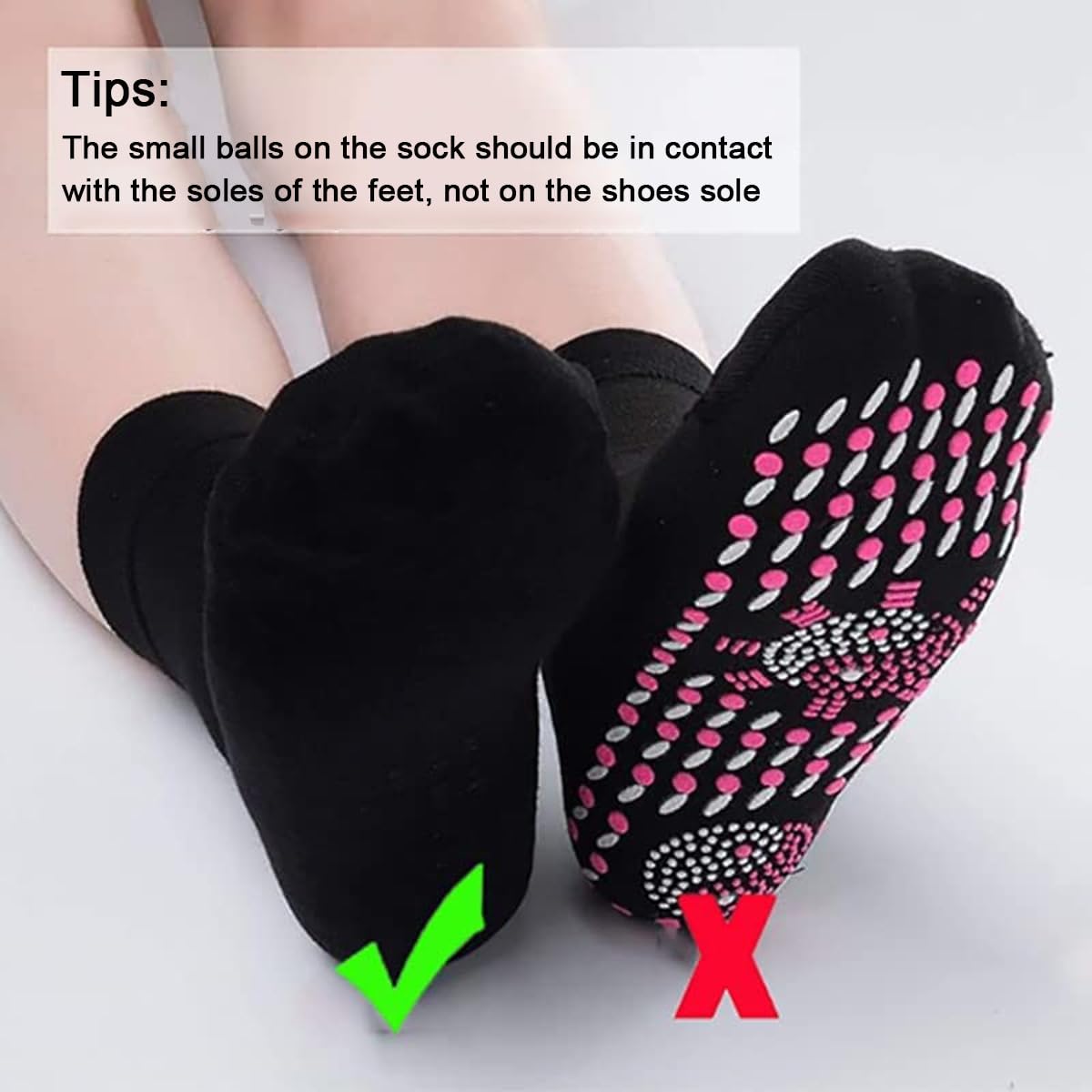 WenFeng AFIZ Tourmaline Self-Heating Socks โ 3 Pairs, Acupressure Foot Massage, Anti-Slip, 3 Colors