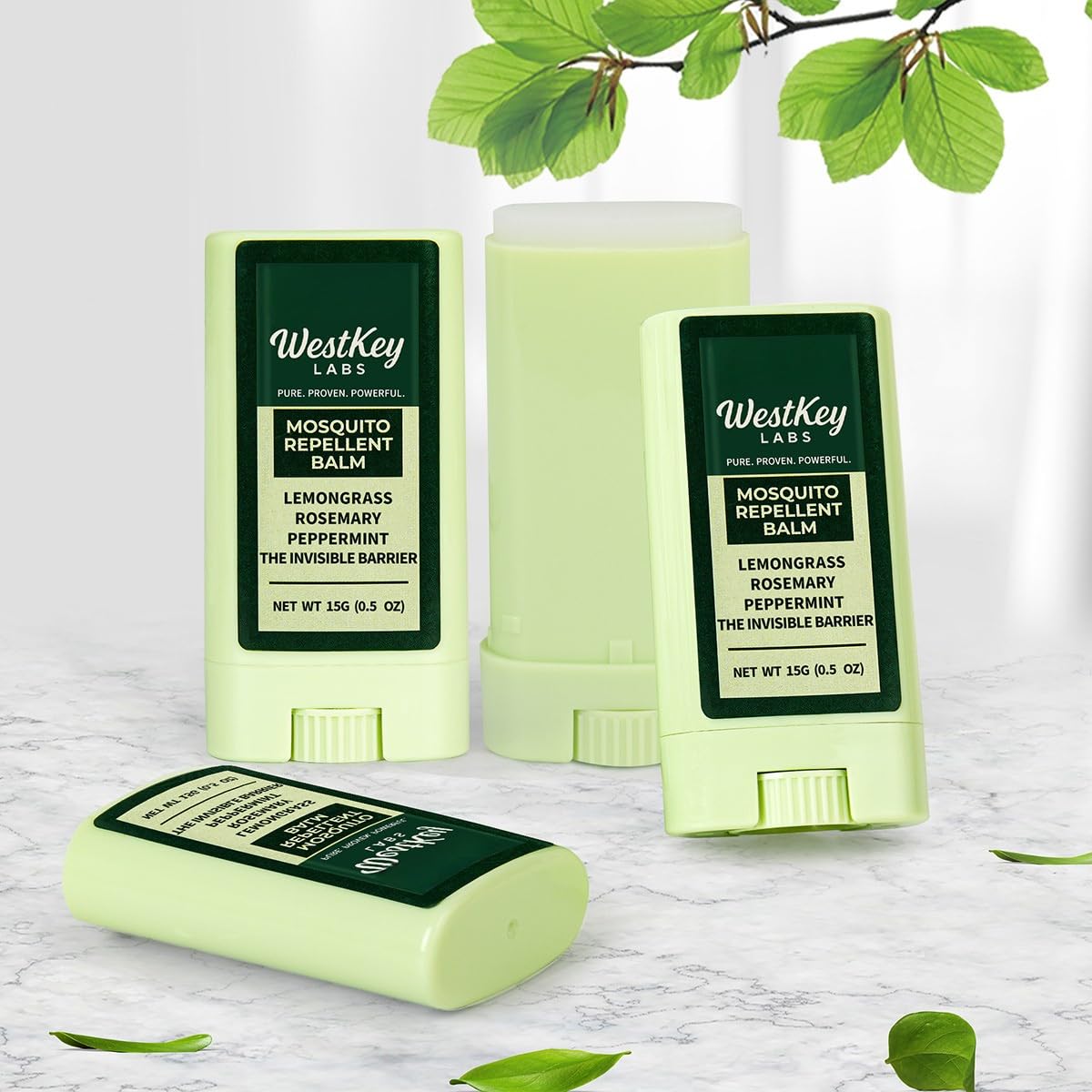 WestKey Labs Mosquito Repellent Balm Stick โ 3-Pack (0.5oz Each) | DEET-Free Plant-Based Bug Repellent