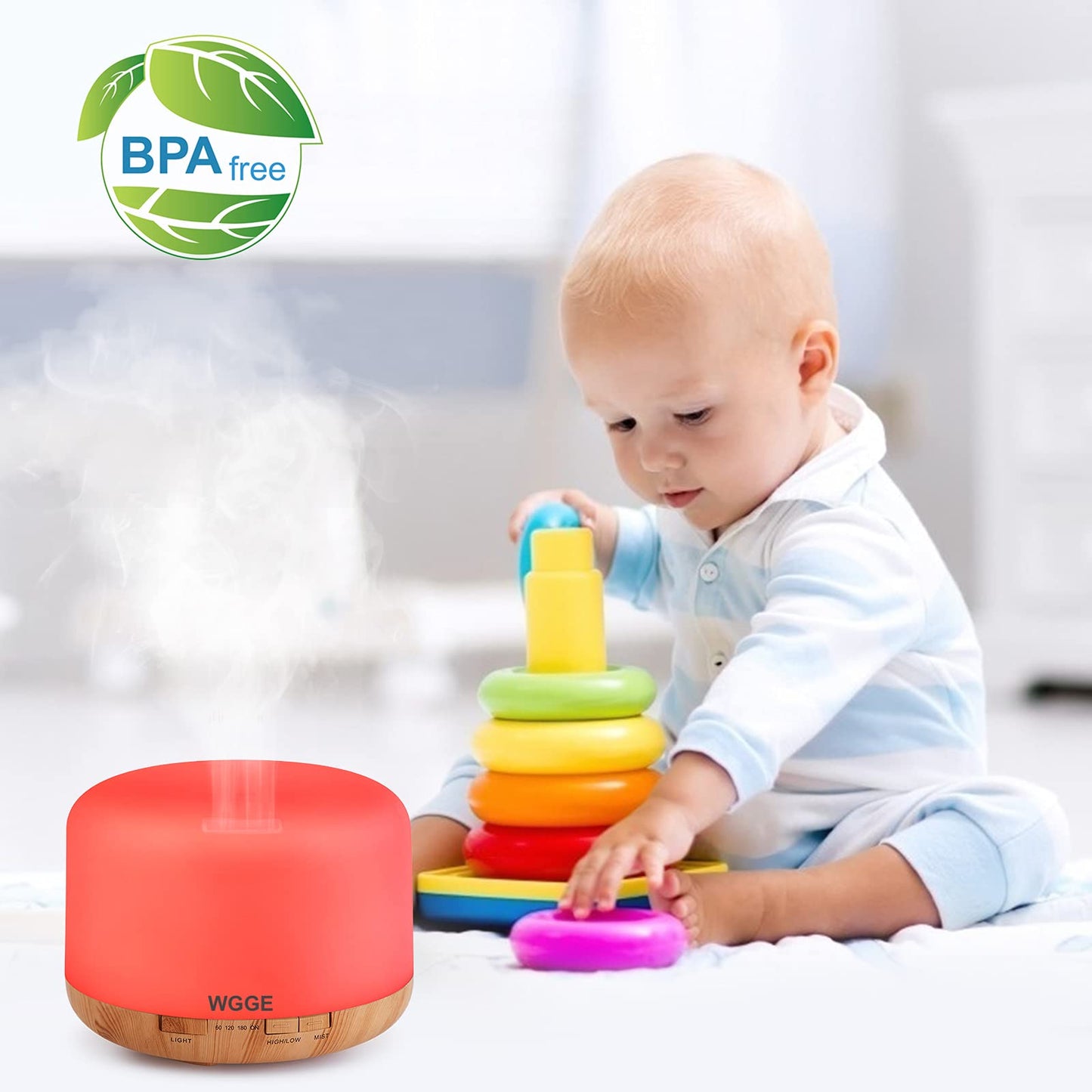 WGGE Essential Oil Diffuser 500ml โ Premium Ultrasonic Vaporizer with Remote, 7 LED Colors, Timer & Auto-Off