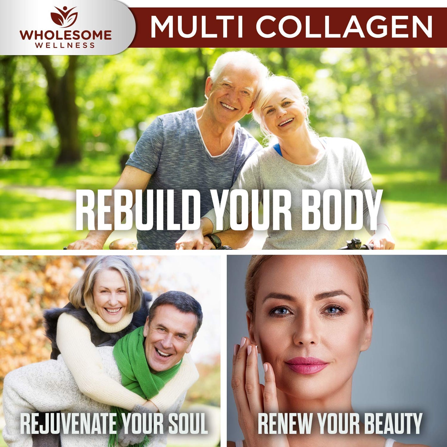 Wholesome Wellness Multi-Collagen Pills โ 5 Types I-V, Organic Herbs