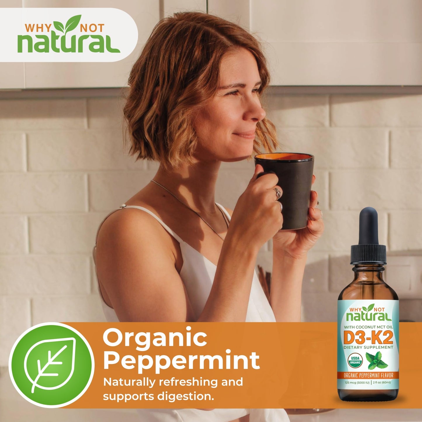 Why Not Natural Vitamin D3 K2 Liquid Drops โ 5000 IU with Coconut MCT Oil
